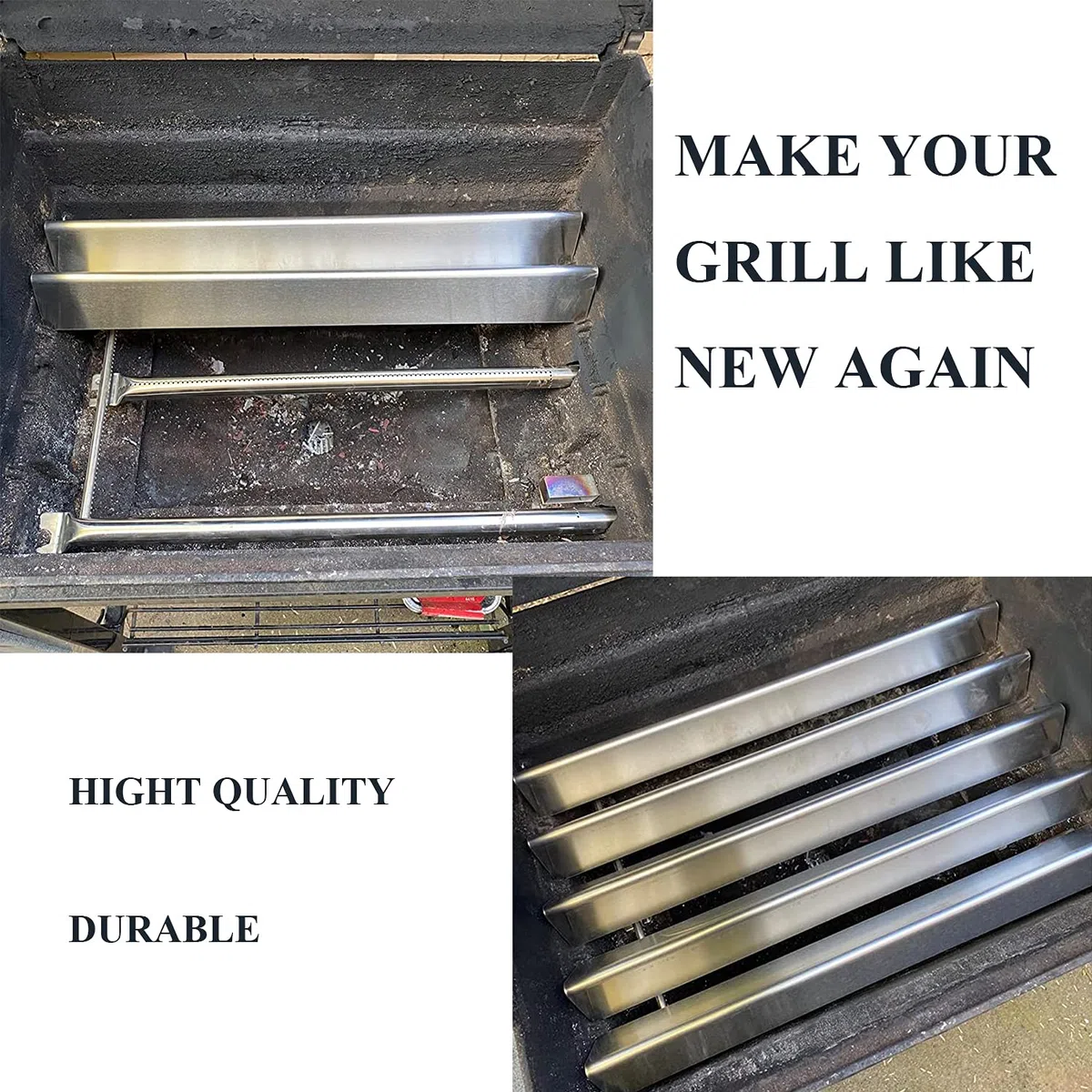 GFTIME 7537 BBQ Diffusore Piastra di Calore & 7508 Bruciatore a Gas Barbecue Ricambi per Weber Spirit 300,E310 E320 per Weber Genesis Silver B&C,Gold B&C,Spirit 700 Weber 900(Con Manopola laterale)