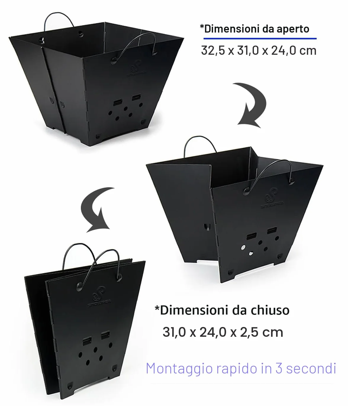 Snowpea Braciere Pieghevole Portatile per Campeggio con Borsa Trasporto e Griglia Superiore