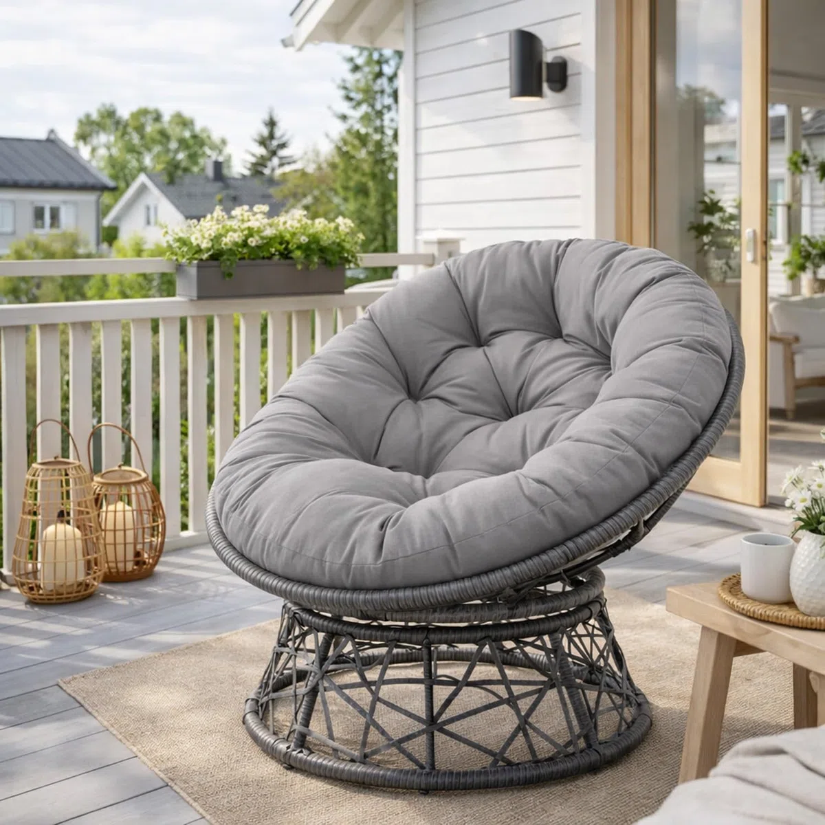 Poltrona Relax Girevole Da Esterno 360° 64 x 80.5 cm Grigio