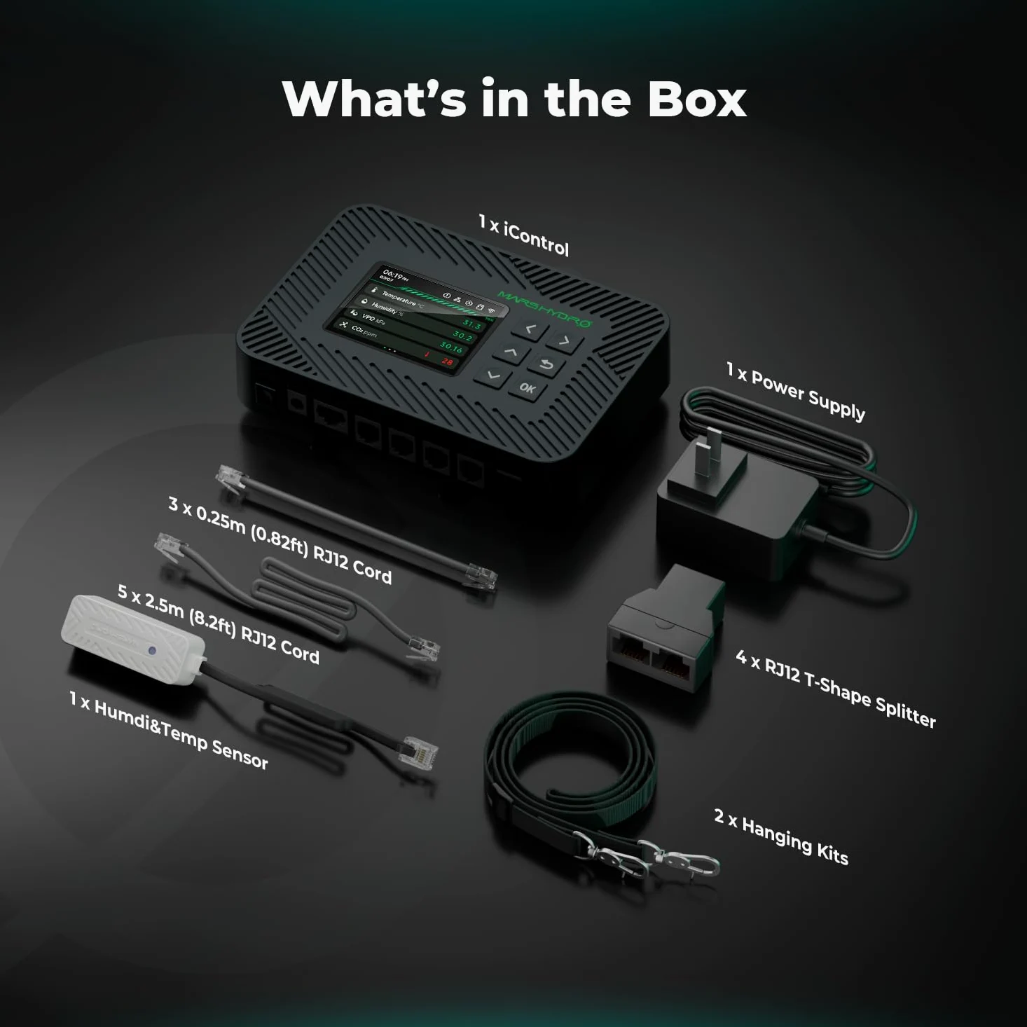 MARS HYDRO iControl per Growbox set completo, controller intelligente Grow con funzioni di temperatura, umidità, VPD, timer e ciclo.