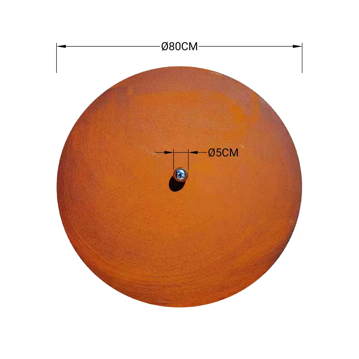 Köhko Coperchio di design e copertura con manico a sfera con patina arrugginita, colore per tutti i braciere Ø 80,5 cm