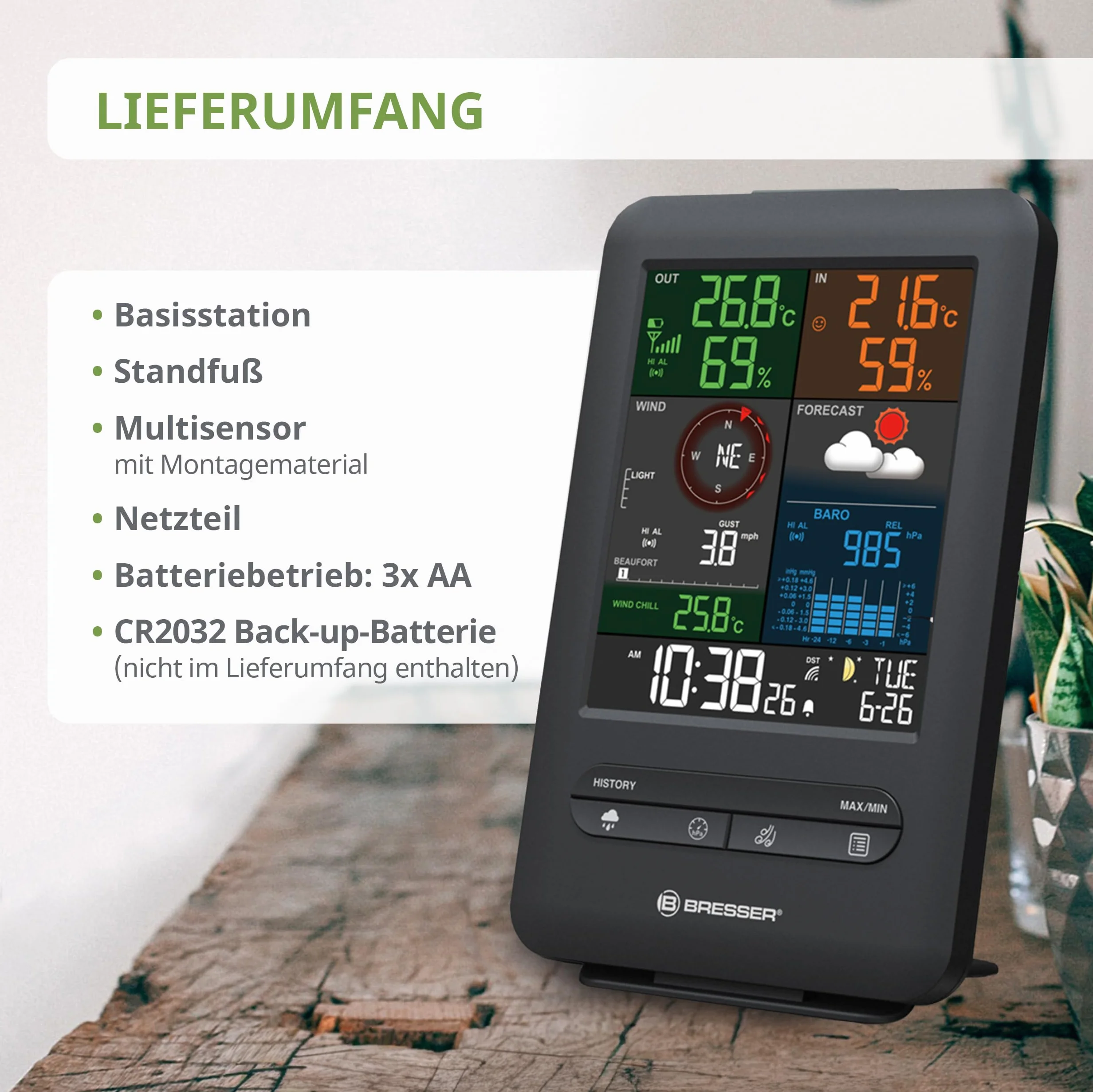 Bresser Centro Meteo 5 in 1 Beaufort con display a colori