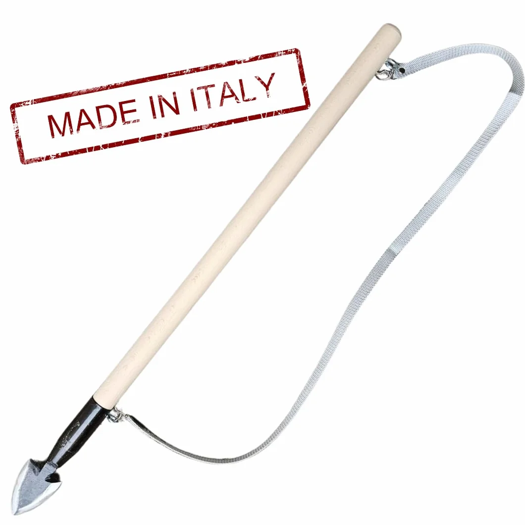 Vanghetto per Tartufi Professionale con Punta in Acciaio Temprato I Manico in Legno Verniciato I Completo di Cinturino in Nylon per il Trasporto a Tracolla (LANCIA GRANDE)