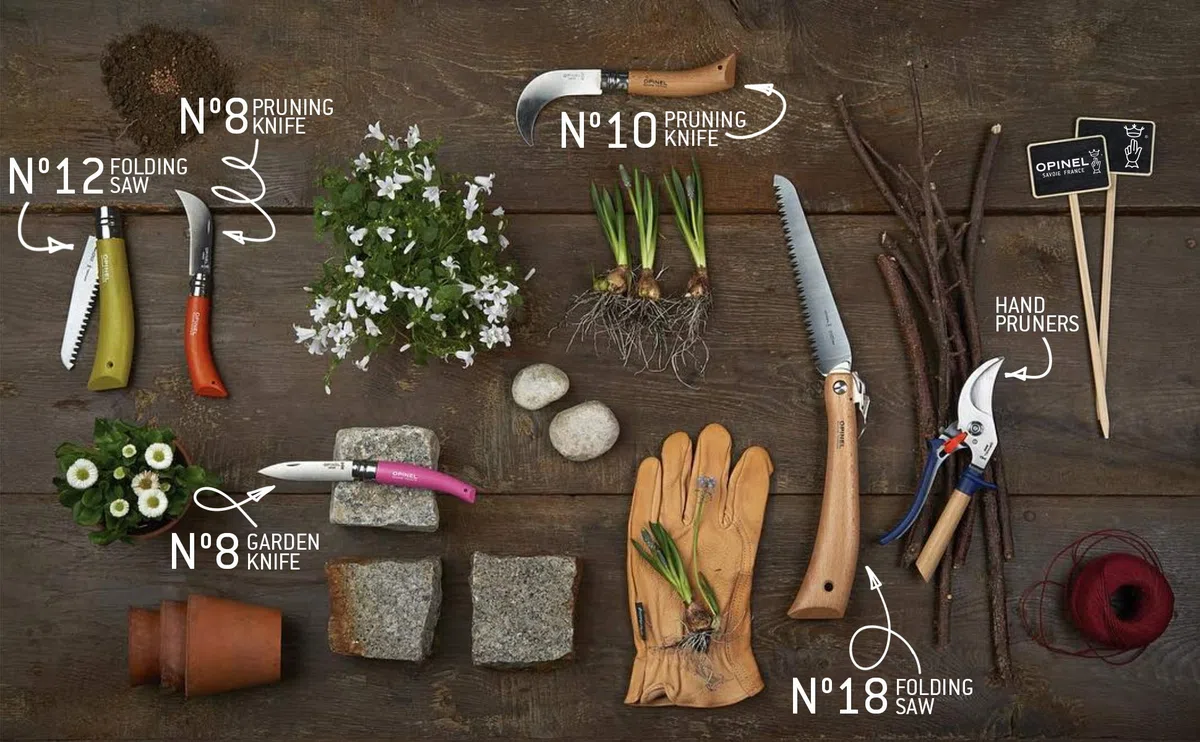 Opinel Forbici da Giardino Prairie 3 Posizioni Lama Acciaio Inossidabile Manico Faggio