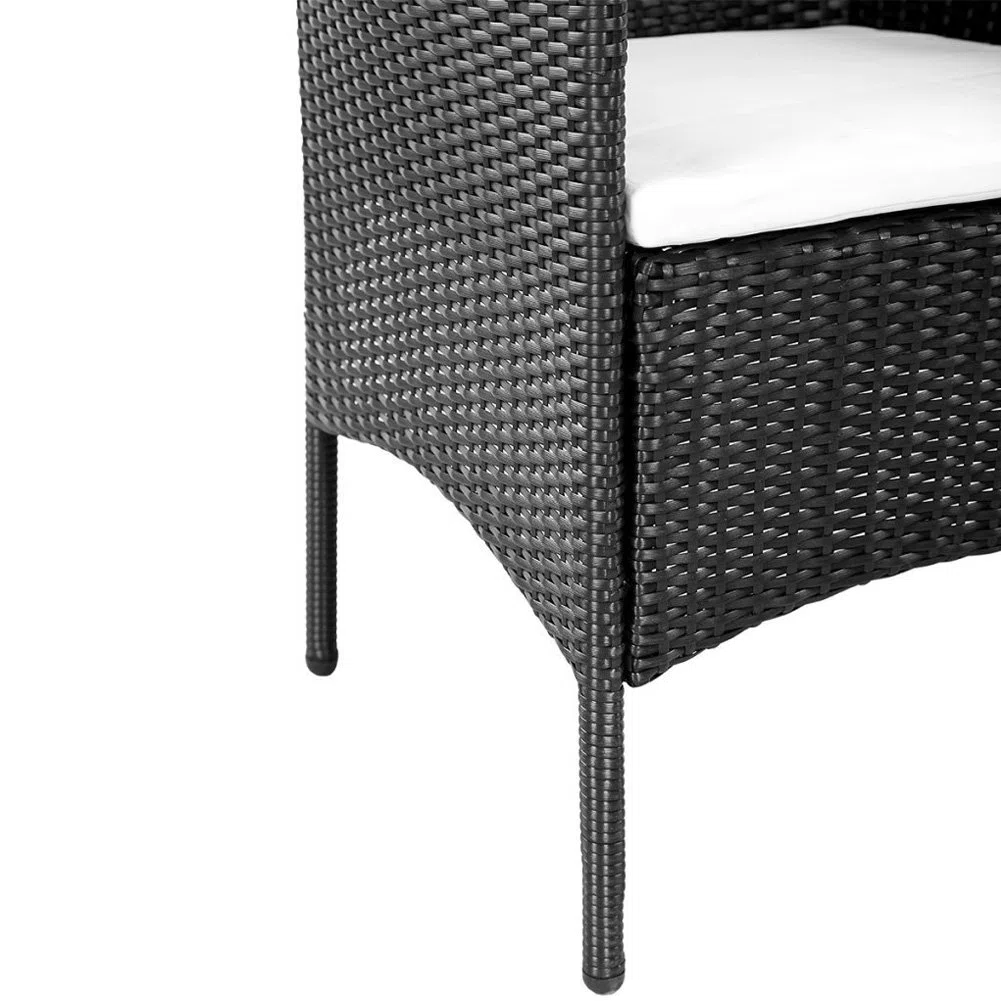 BAKAJI Set Salotto Completo di Divano 2 Poltrone e Tavolino in Vetro e Poly Rattan Struttura in Acciaio con Cuscini Sfoderabili Arredo Giardino Terrazzo Nero