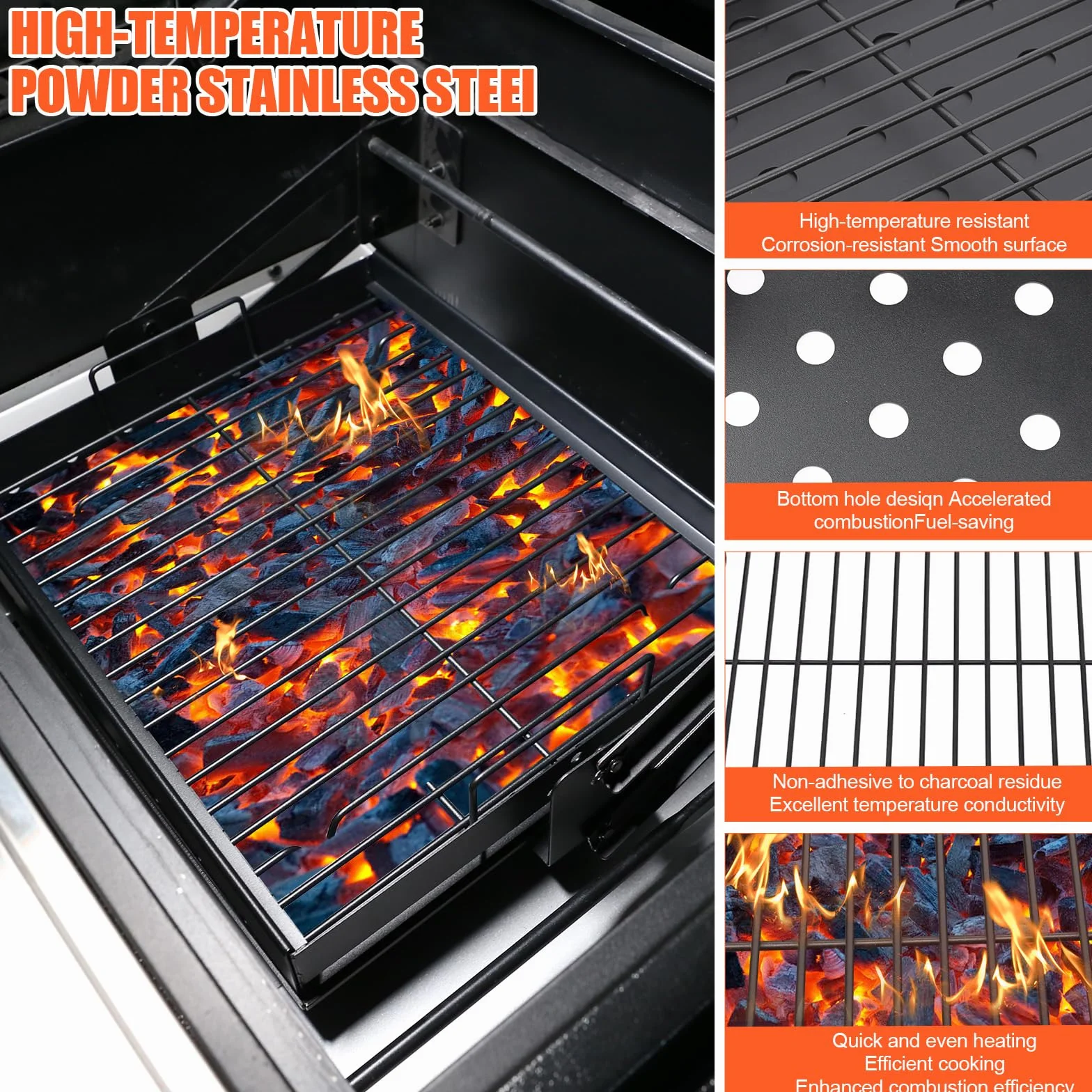 Denmay 38,5-73 cm, ciotola regolabile barbecue a carbone Tepro Toronto, Taino a carbonella, ricambi Activa Angular, EL Fuego Montreal, griglia universale