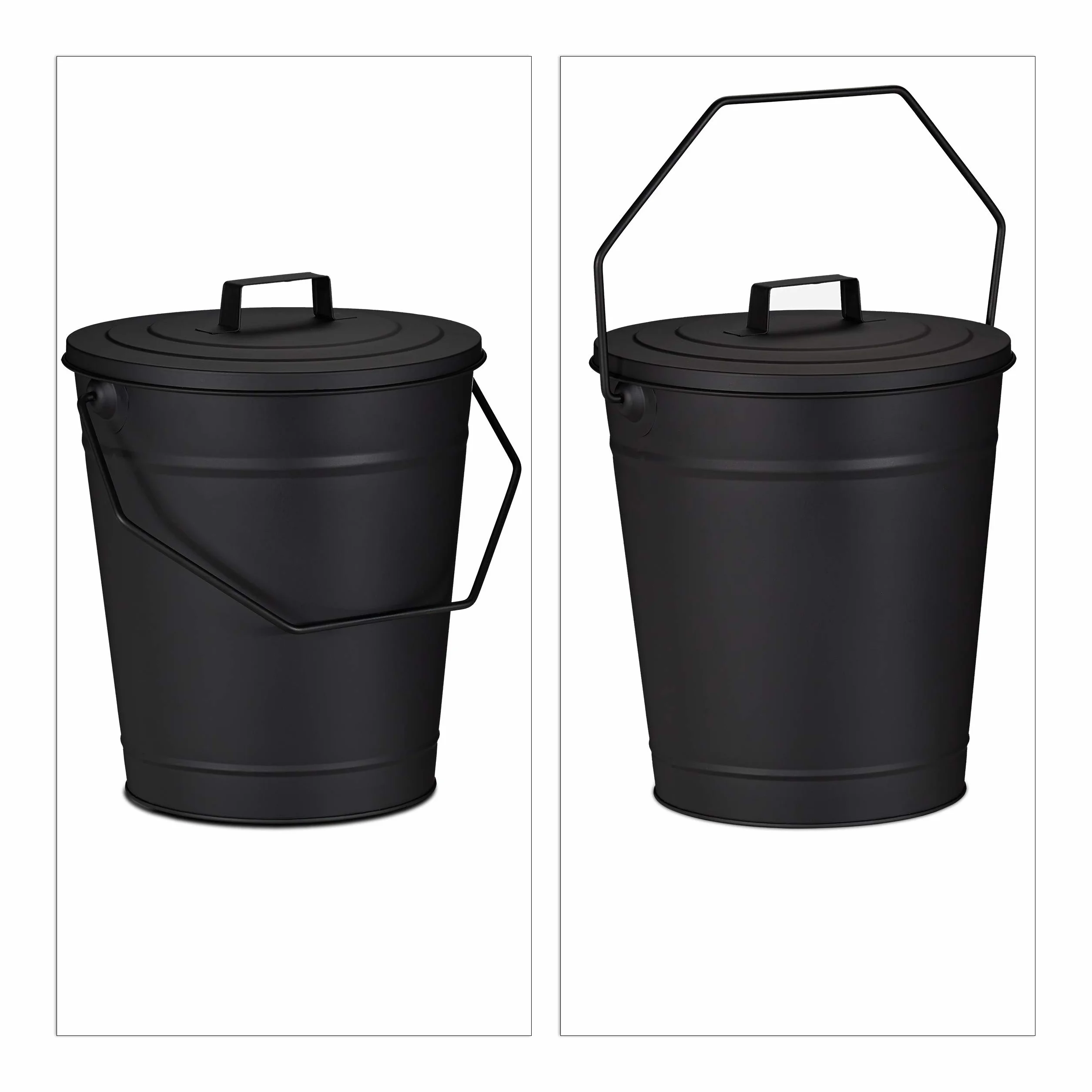 Relaxdays Secchio per Cenere con Coperchio, per Raffreddare & Trasportare Carbone Bollente, Camino & Stufa, 12 l, Nero