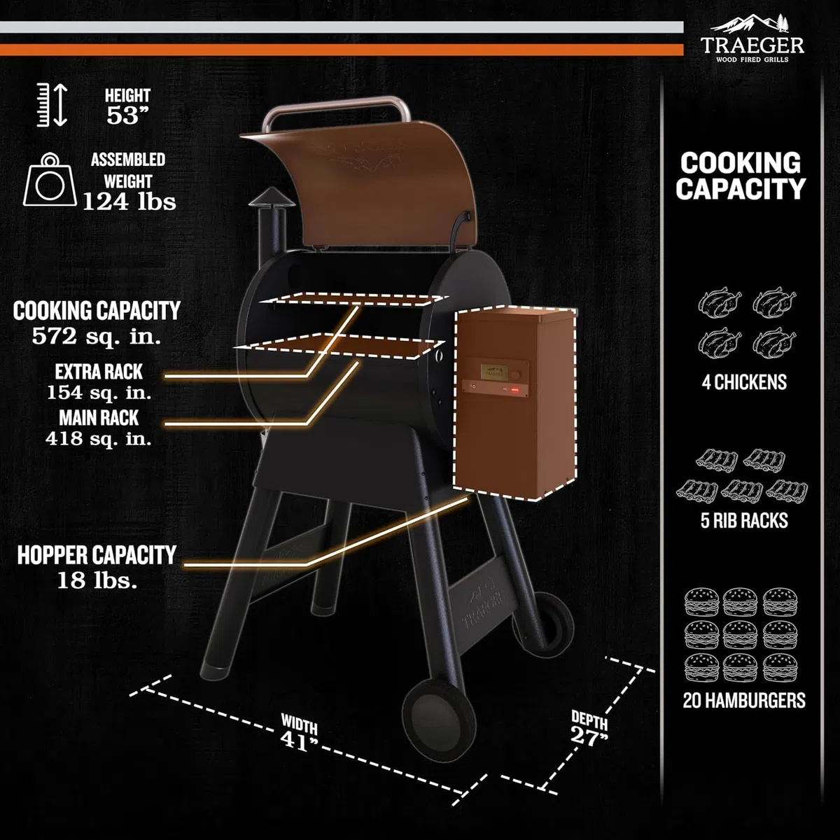 Barbecue a pellet Pro 575 con tecnologia WiFIRE® per 10 coperti