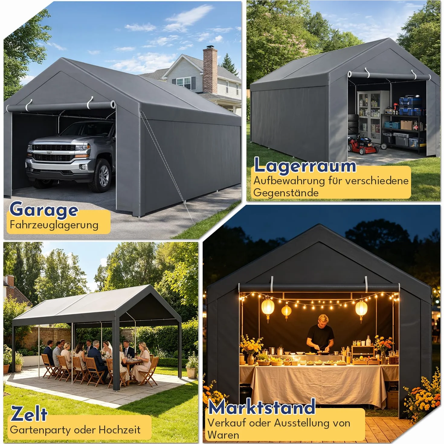 Tenda da garage Carport 3x6 m telone PE resistente intemperie UV per auto SUV camion