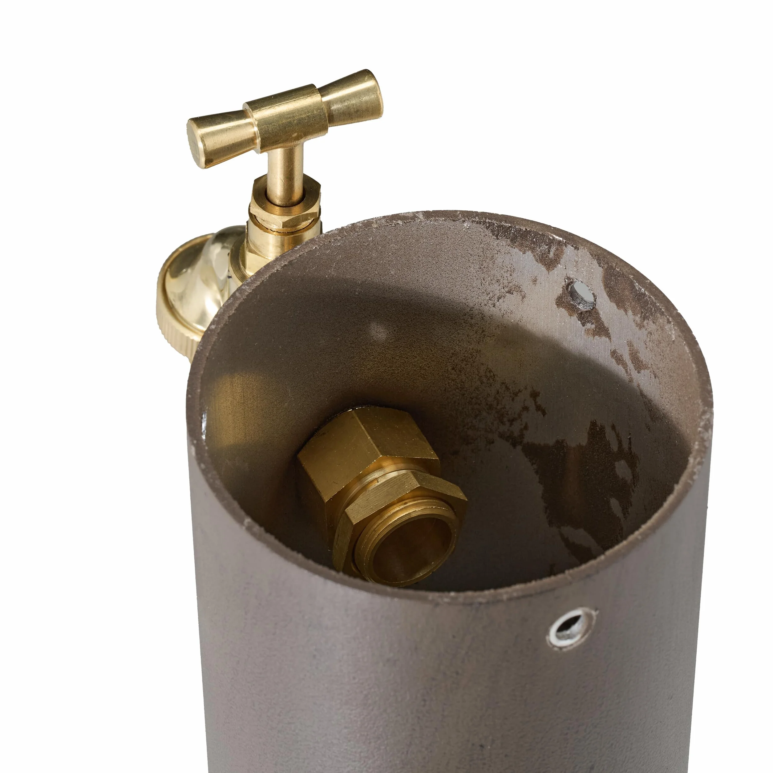 Relaxdays Fontana da Giardino in Stile Antico, Fontanella a Colonna con Rubinetto e Vaschetta, HLP: 65x25x30 cm, Marrone