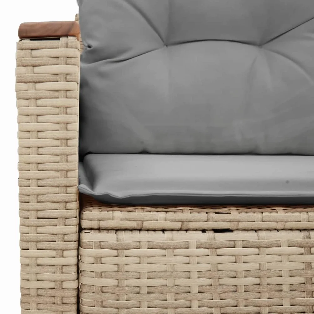 IKAYAA Divanetto da Esterno 2 Posti con Contenitore Divano da Giardino in Polyrattan Salotto da Giardino in Polyrattan Set da arredo per Esterno con Cuscini-Beige e Grigio Chiaro-2 pz