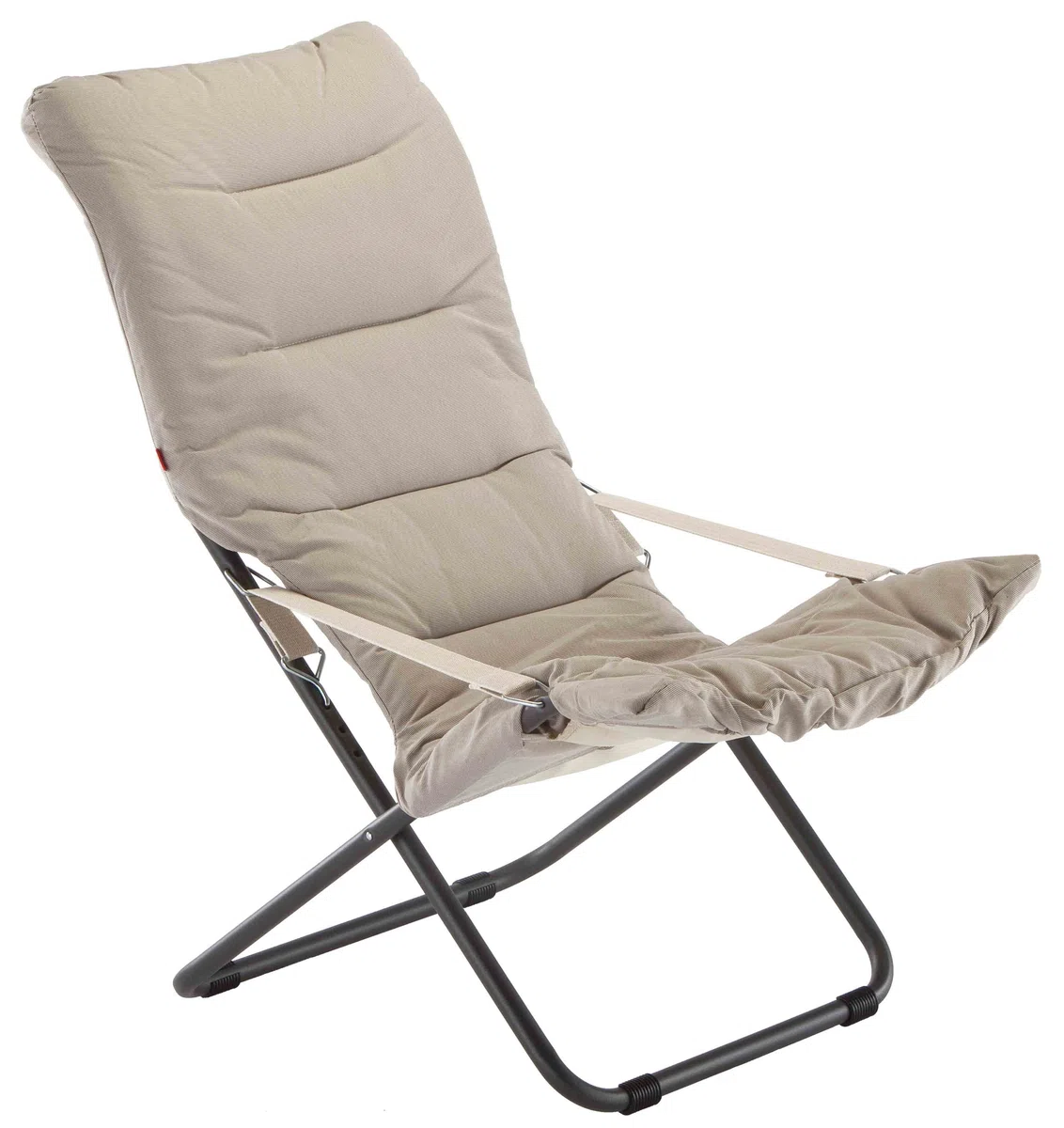 Fiam Fiesta Soft Sdraio Anatomica Regolabile da Esterno Telaio Acciaio Verniciato Antracite Tela Olefine Bianco Beige