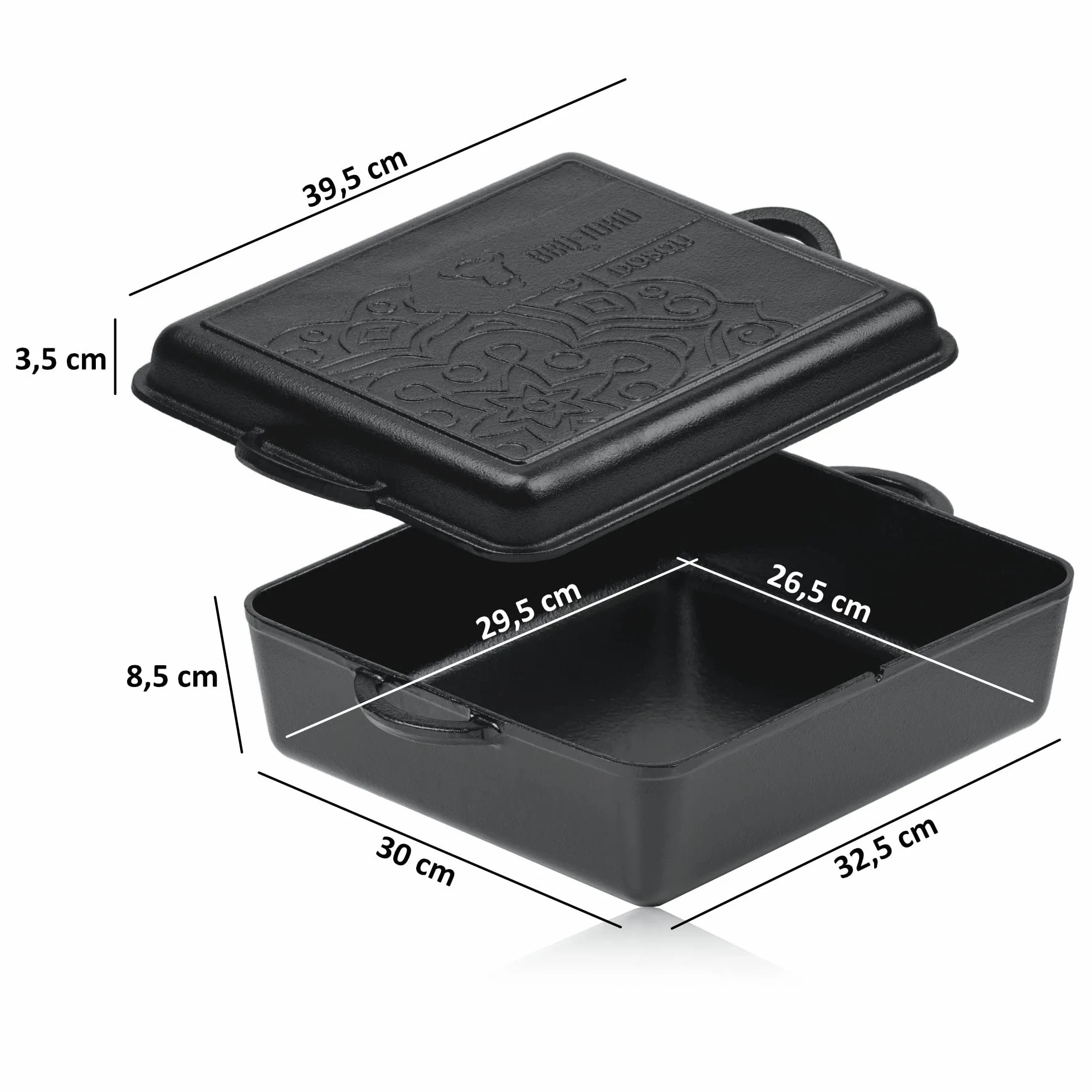 BBQ-Toro Ultimate Dutch Oven Pan con rivestimento PRO3+ | Pentola in ghisa | 10,5 litri | Preseasoned - già cotta | Casseruola con coperchio