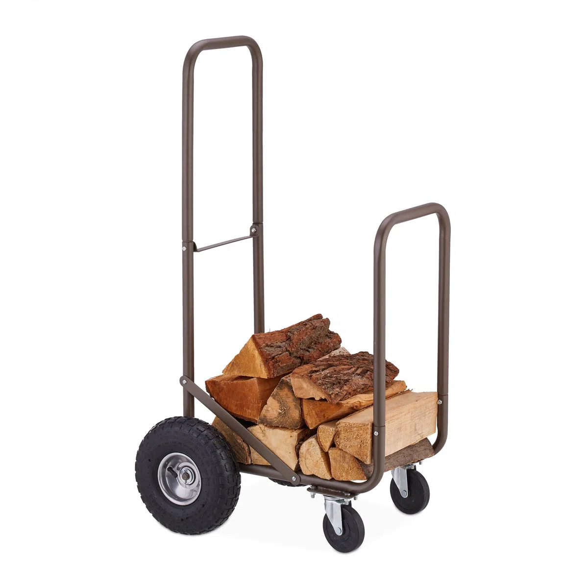 Relaxdays Carrello Portalegna 33 cm 60 kg Carriola 4 Ruote Marrone