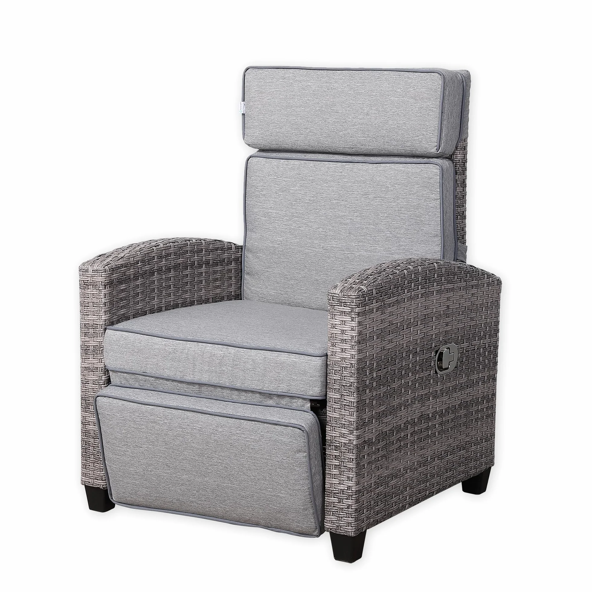 Rattan park Poltrona relax con schienale regolabile, con tavolo pieghevole e cuscino, per giardino, terrazza, esterno – vimini marrone (Brown)