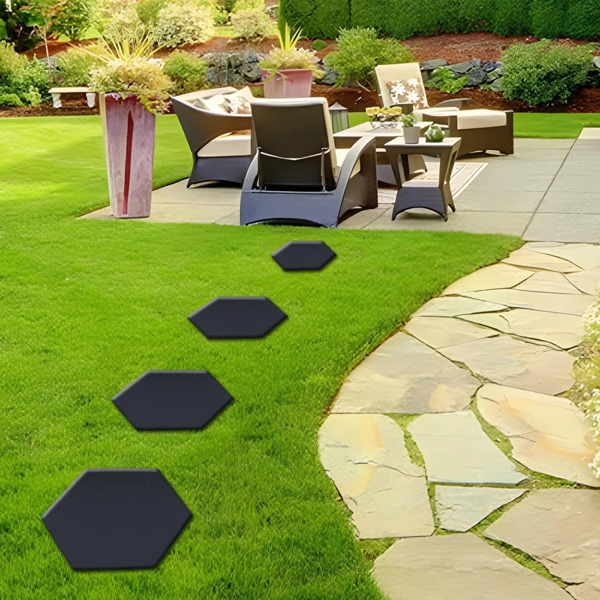 Pietre miliari da giardino 4 pezzi decorative in resina per passerella esterna