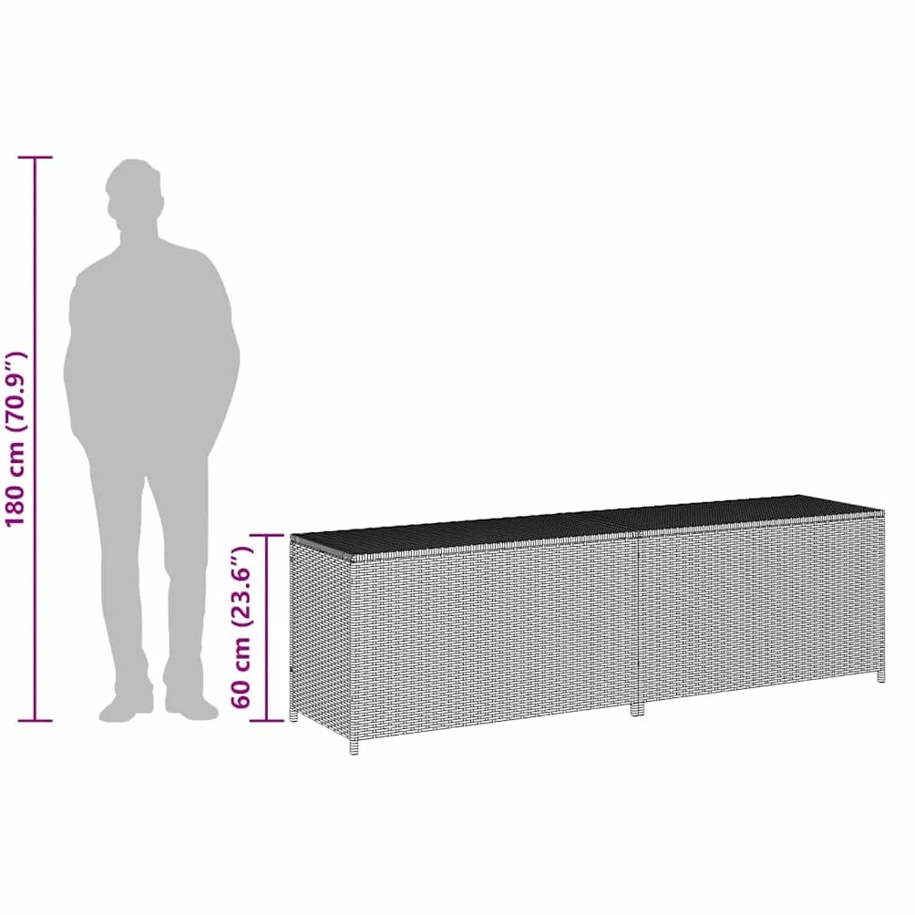 vidaXL Baule da Giardino Robusto Elegante Leggero Box Portaoggetti Contenitore Cassapanca in Polyrattan Telaio in Acciaio 200x50x60 cm Grigio