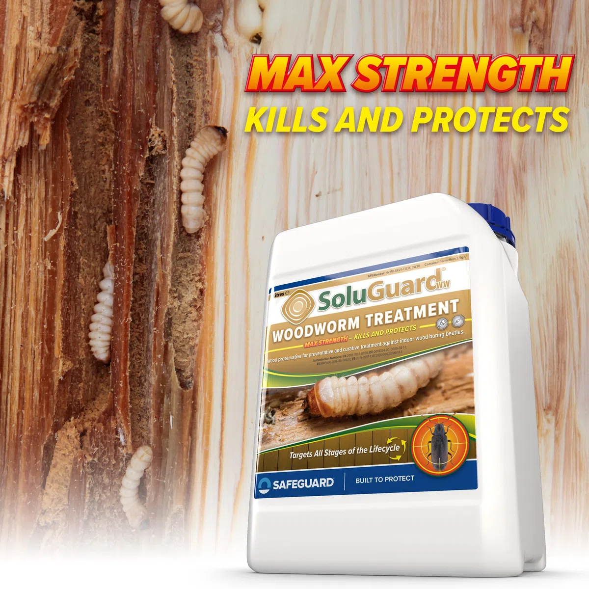 Soluguard Antitarlo – 5 Litri – Trattamento Antitarlo e Antitermiti per Legno, Pronto all’Uso, ad Alta Concentrazione, Formula Trasparente