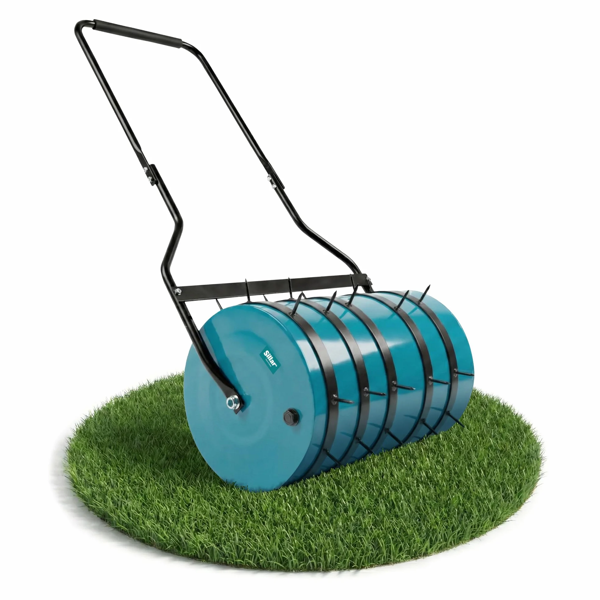 Sillar Anelli Aeratori per Rullo da Prato, 32 cm, Set di 5 Anelli con 30 Punte in Acciaio, Accessorio per Rullo da Giardino, Utensile Manuale per Arieggiare e Rigenerare Il Prato