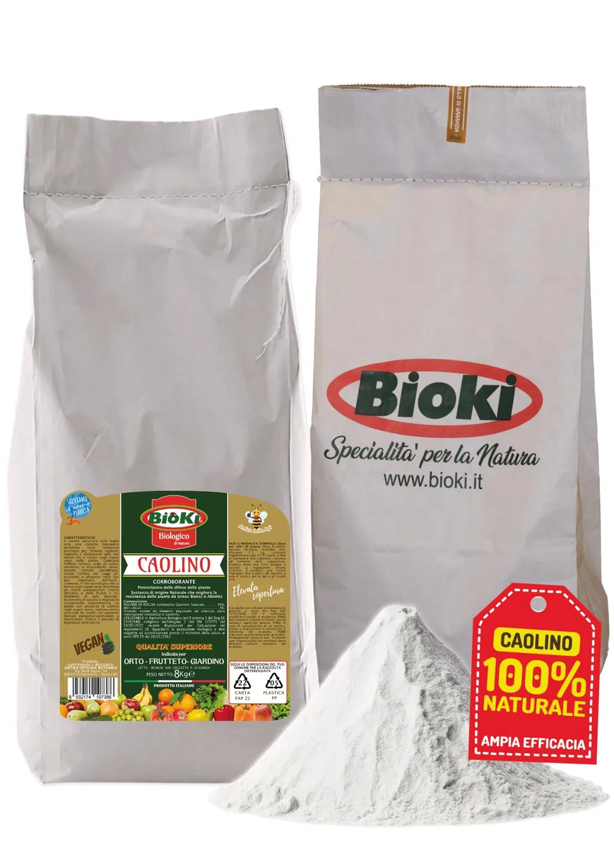 Caolino per agricoltura polvere di roccia sacco 8 kg - corroborante difese naturali piante
