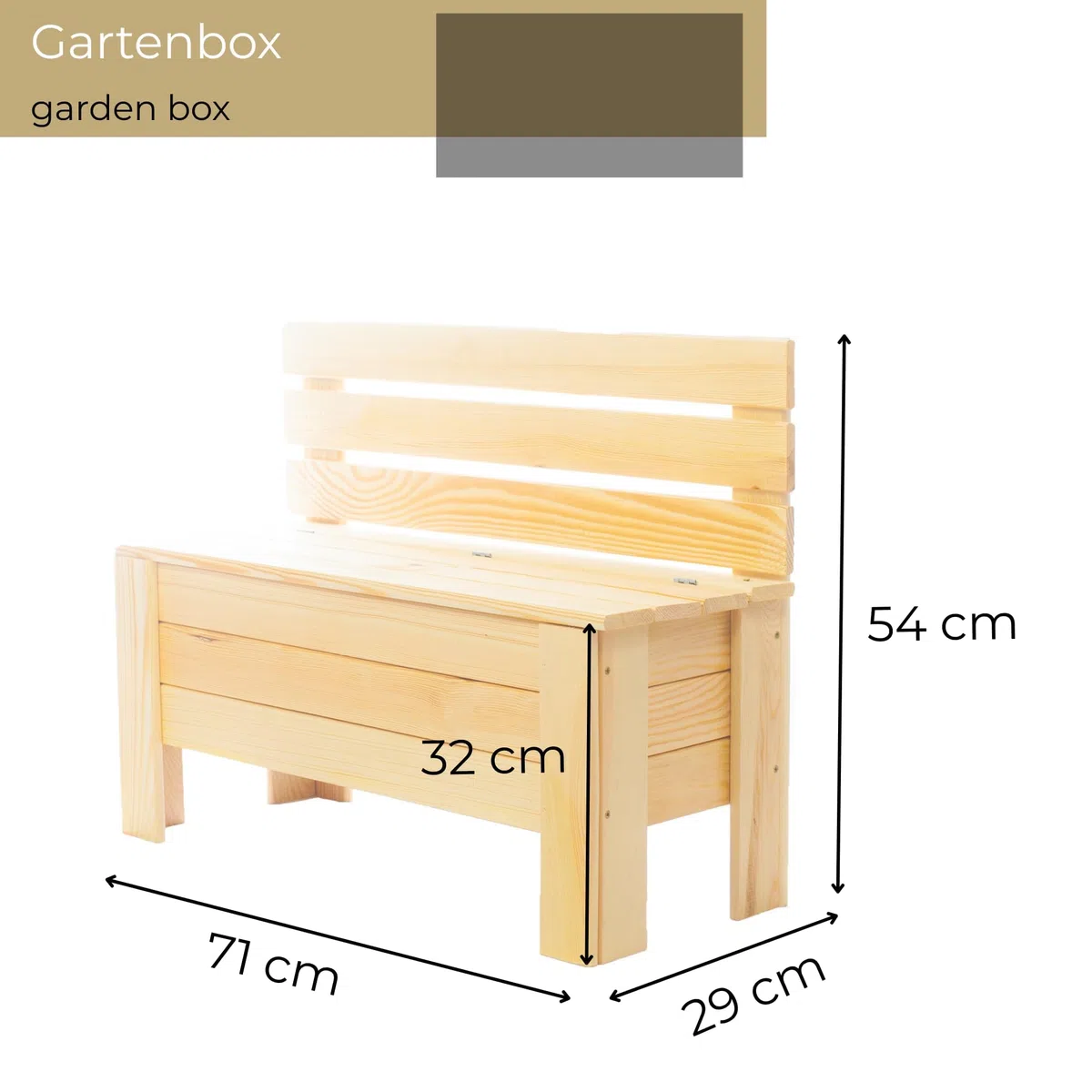 Cassapanca Giardino 71x54x29 cm Grigio 111 L Legno Di Pino Massello Box Cuscini Esterno Baule Portaoggetti Per Mobili Outdoor