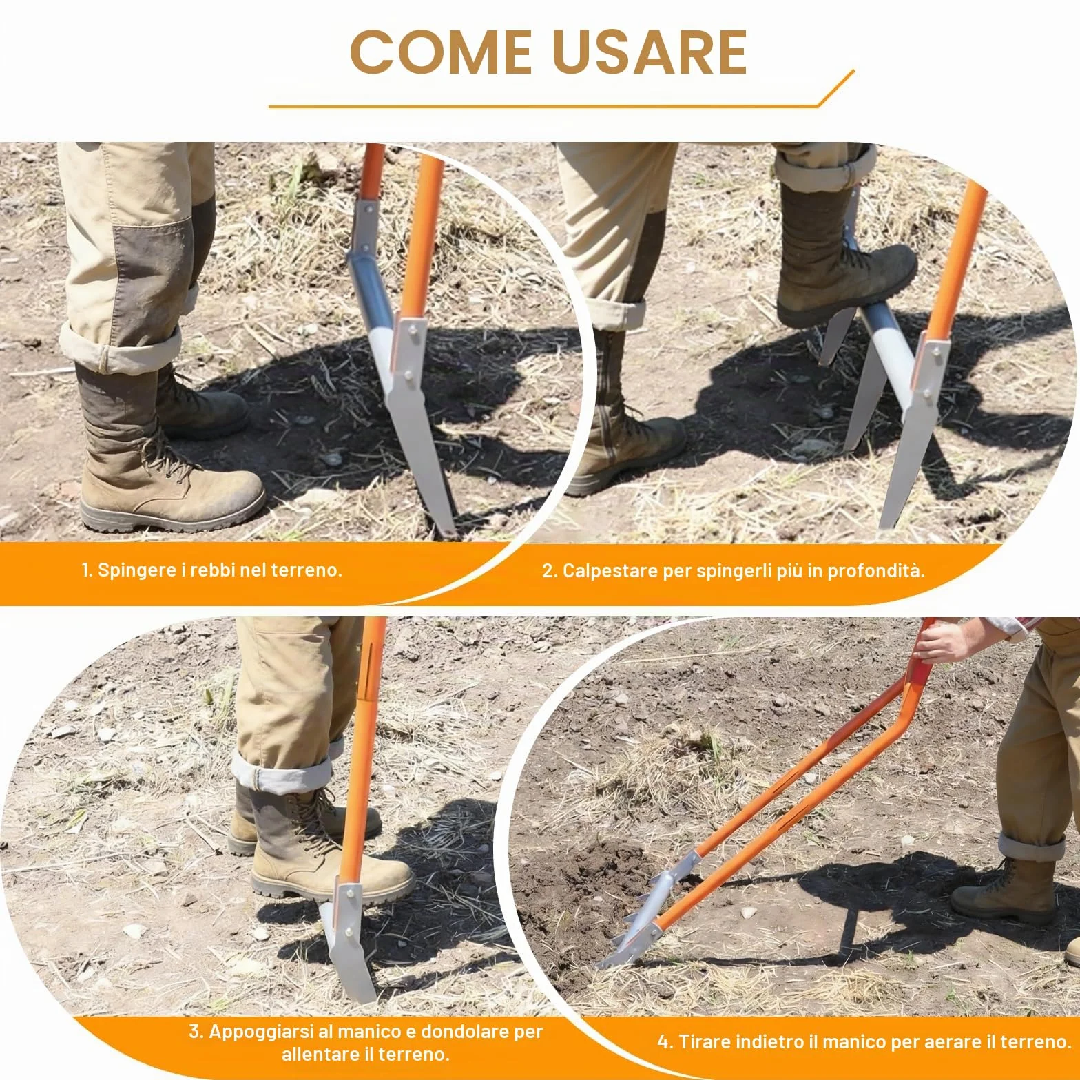 EFUTURETIME Forca Vanga con 5 Denti Doubleshaft 135cm | 50cm Larghezza di Lavoro | Lunghezza Dei Denti 25cm | Allentamento Ottimale e Ventilazione Delle Aiuole