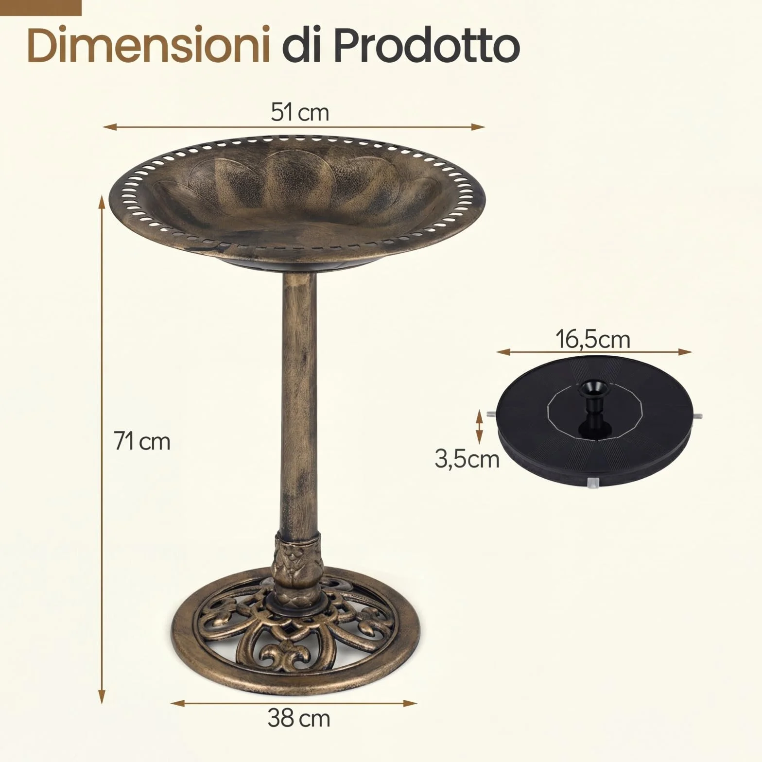 COSTWAY Mangiatoia per Uccelli da Esterno 2 in 1, Fontana con 6 Ugelli, Resistente alle Intemperie per Giardino