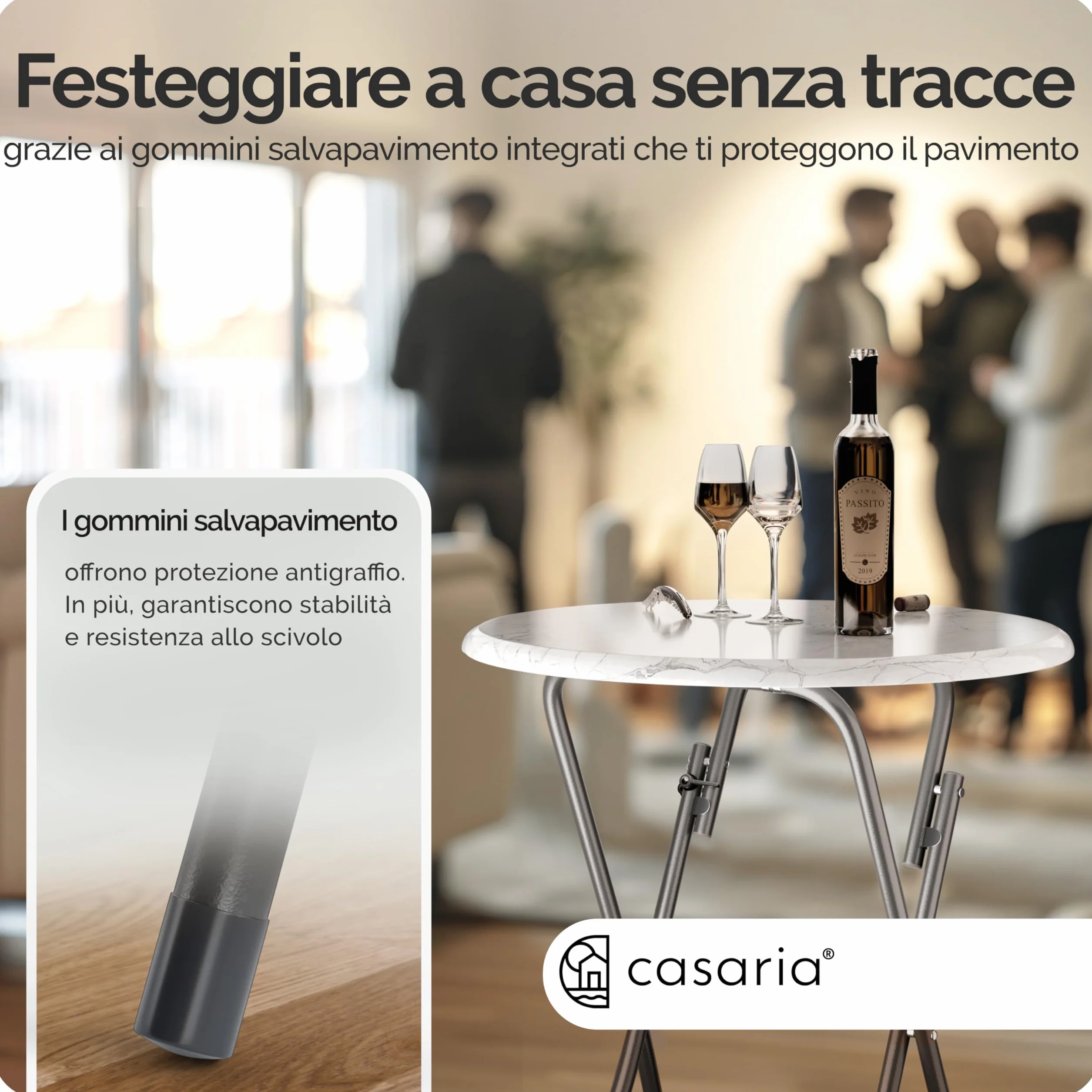 Casaria® Set 2 Tavoli da Bar Pieghevoli 110cm Ø 60cm Tavolino Appoggio Tavolo da Cocktail Alto Rotondo Giardino Bianco