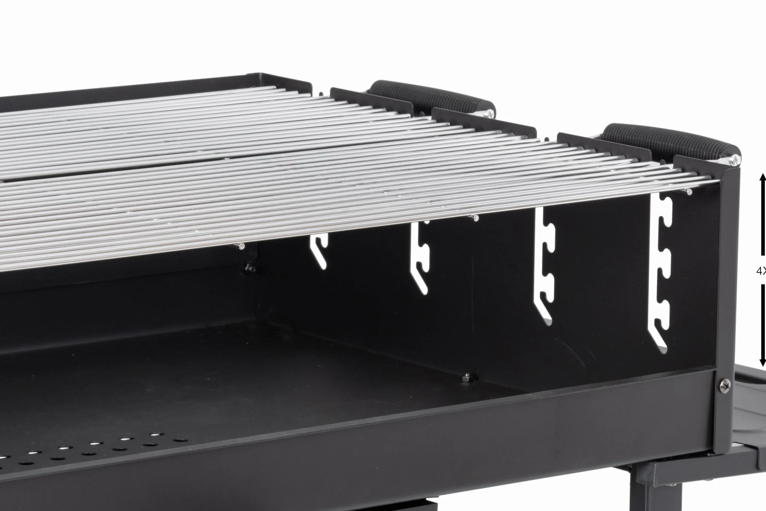METRO Professional Barbecue a Carbonella Deluxe, Acciaio Inox, 2 Griglie Regolabili, Ruote, Tavolino, Copertura, Nero