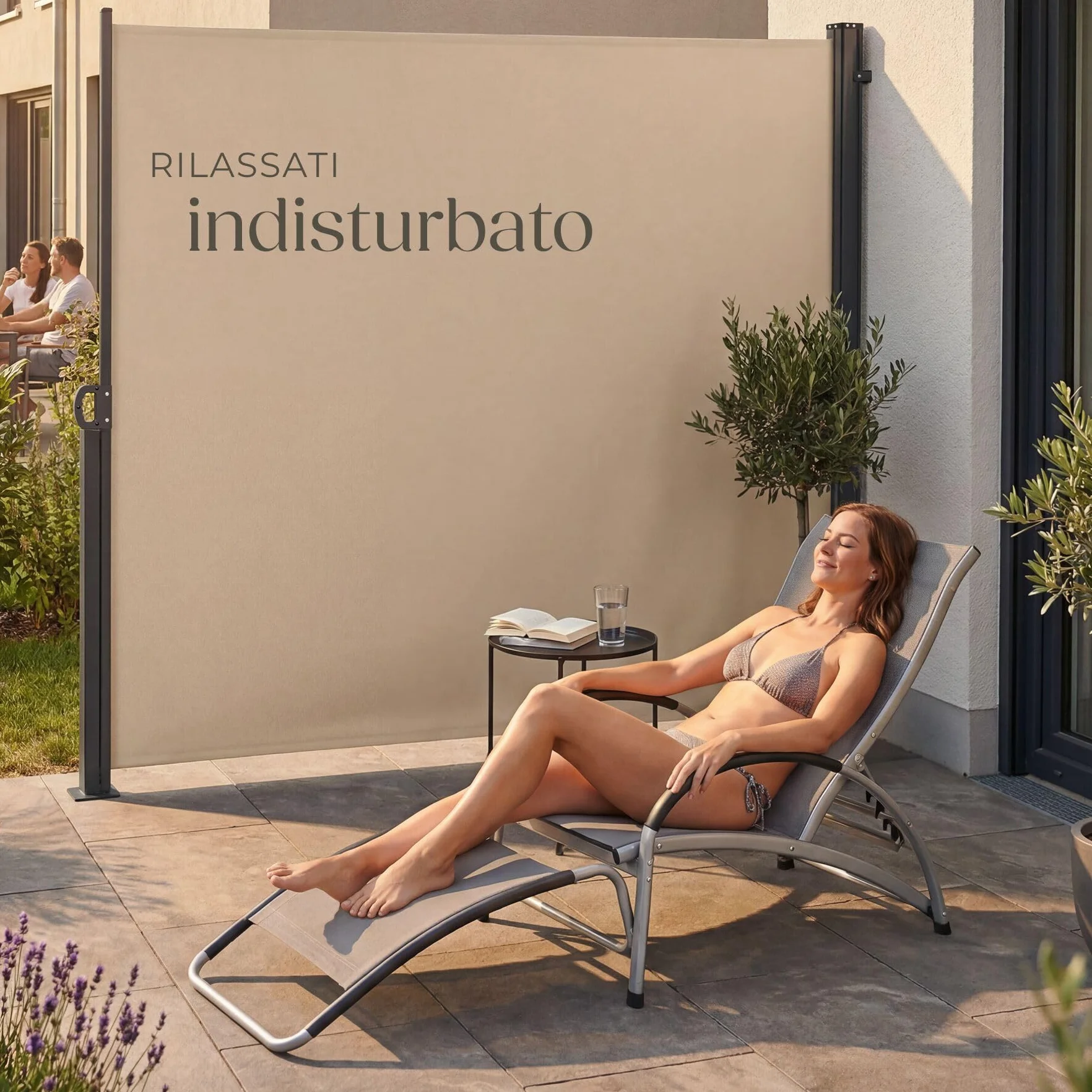 Tectake Tenda Laterale Avvolgibile Estensibile 300 x 200 cm Paravento Esterno Acciaio Beige