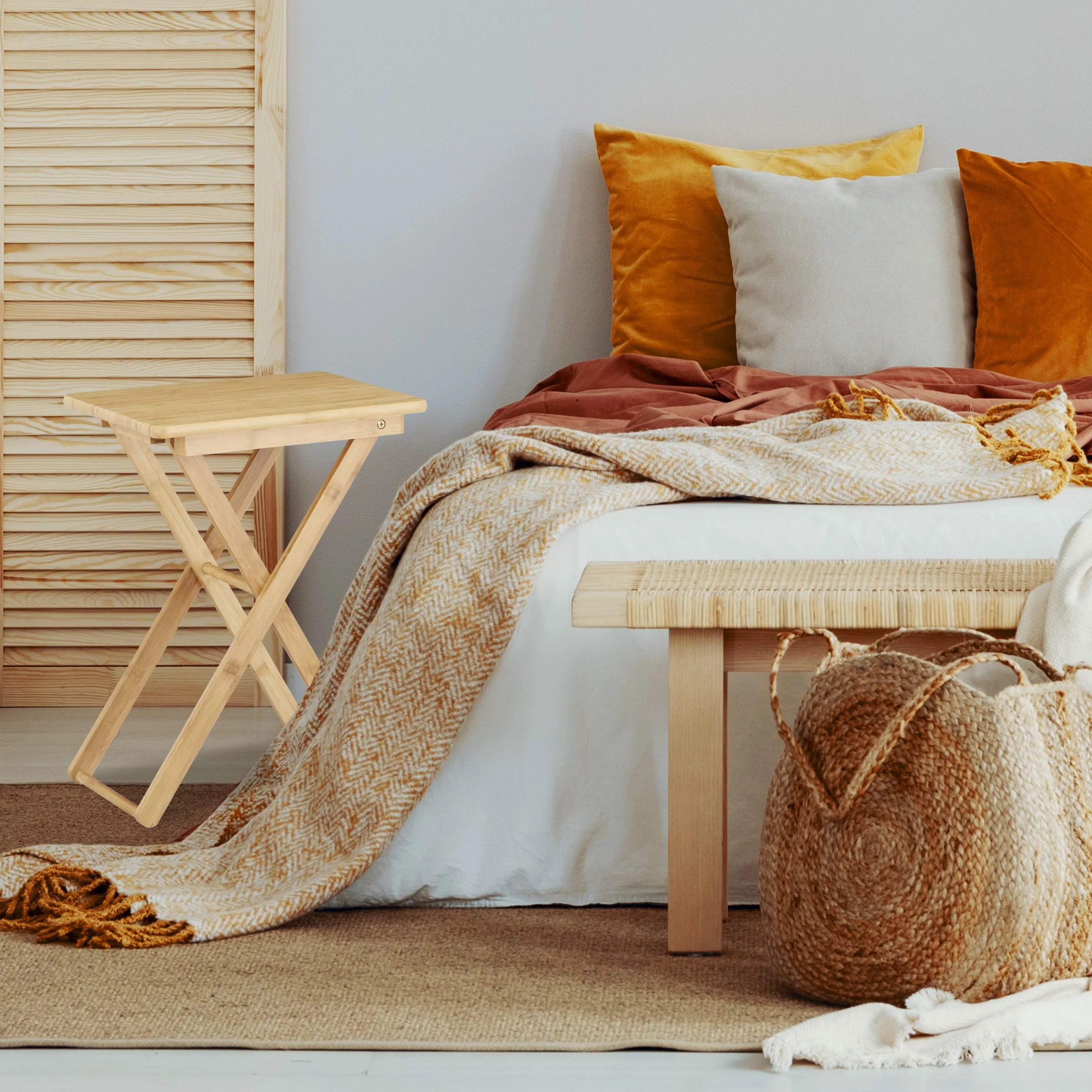 Relaxdays Tavolino pieghevole in bambù 52x40x31 cm marrone