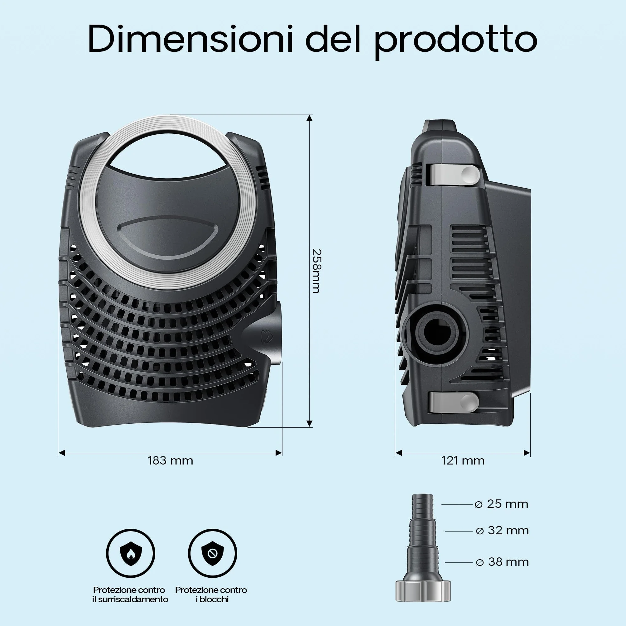 Filtro Chiarificatore UVC 72W Pompa 80W Set per Laghetti 90000l Skimmer tubo 25m