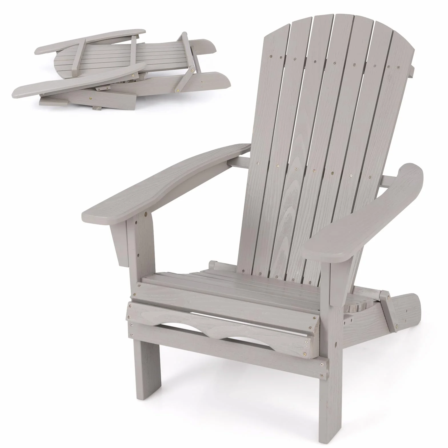 GIANTEX Set di 2 Sedie Adirondack Pieghevoli, Sedia da Esterno con Telaio in Legno di Abete