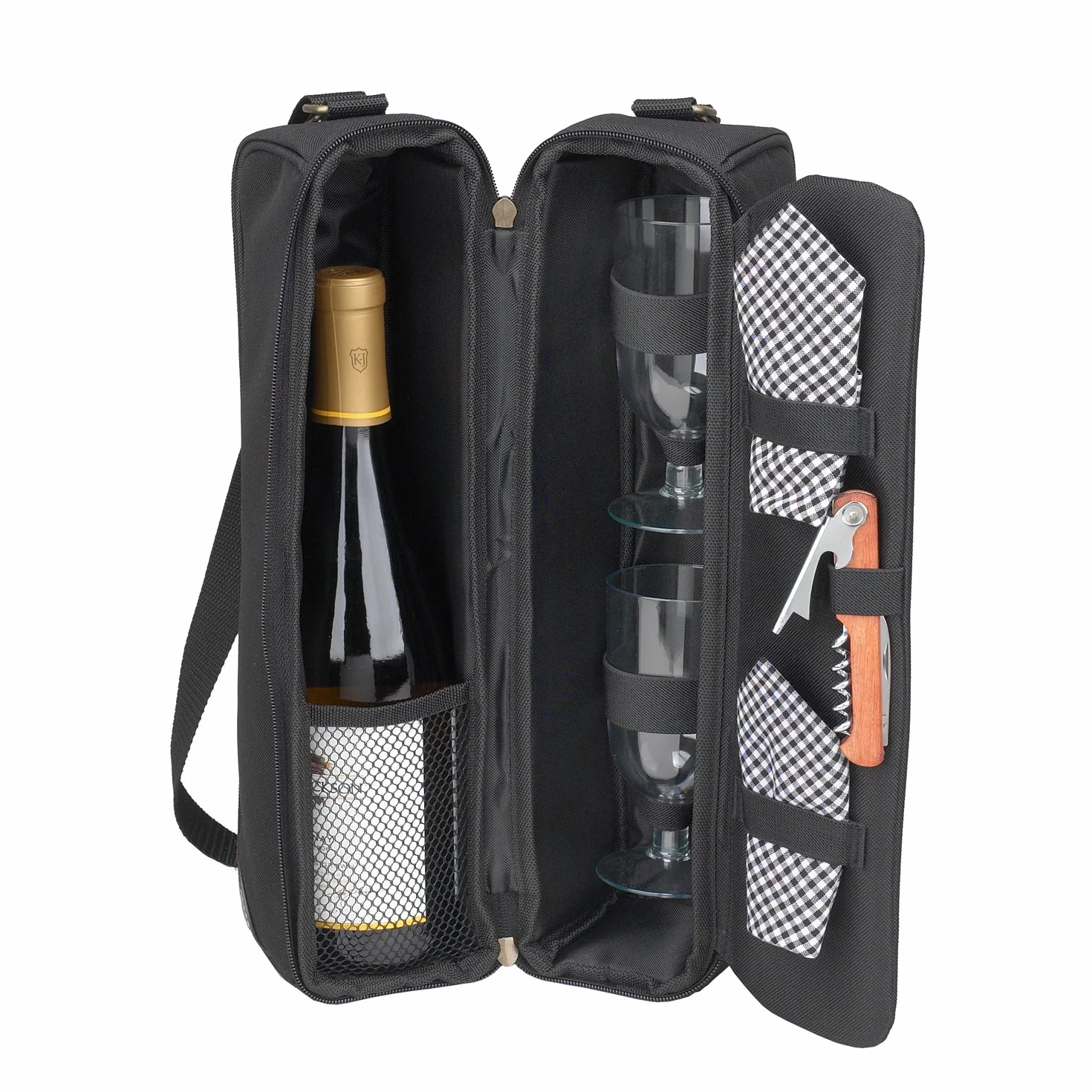 Borsa Termica da Picnic Ascot con 2 Bicchieri da Vino e Cavatappi