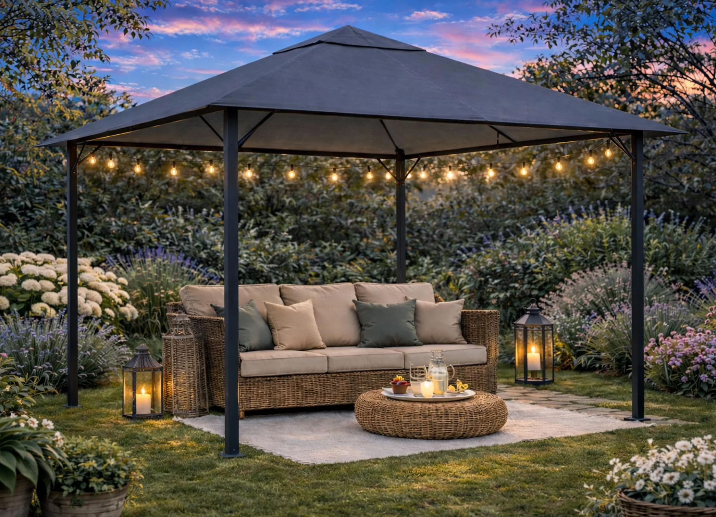QUICK STAR Tetto di Ricambio per Gazebo Grigio 3x3 m