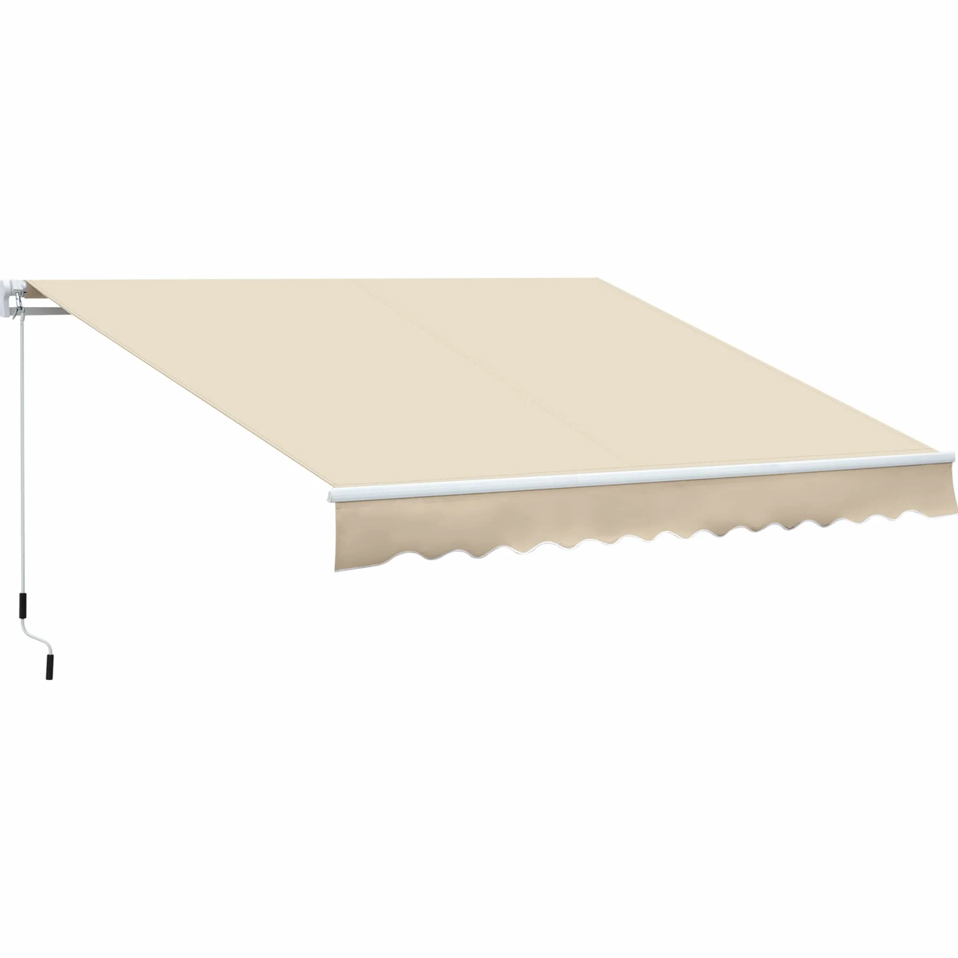 Outsunny Tenda da Sole 3.5x2.5 m Braccio Avvolgibile Manovella Alluminio Poliestere 280 g/㎡ UV30+ Crema
