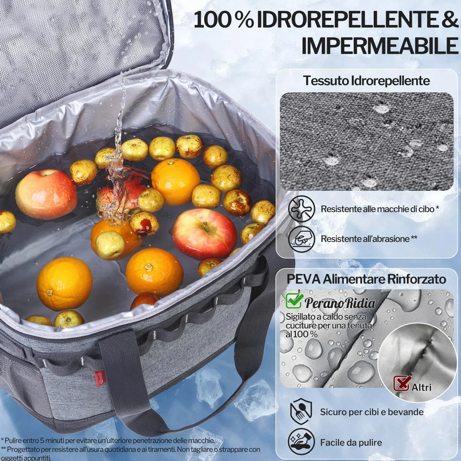 Borsa Termica 40L Raffreddamento 12 Ore Cooler Bag Portatile Manici Multipli