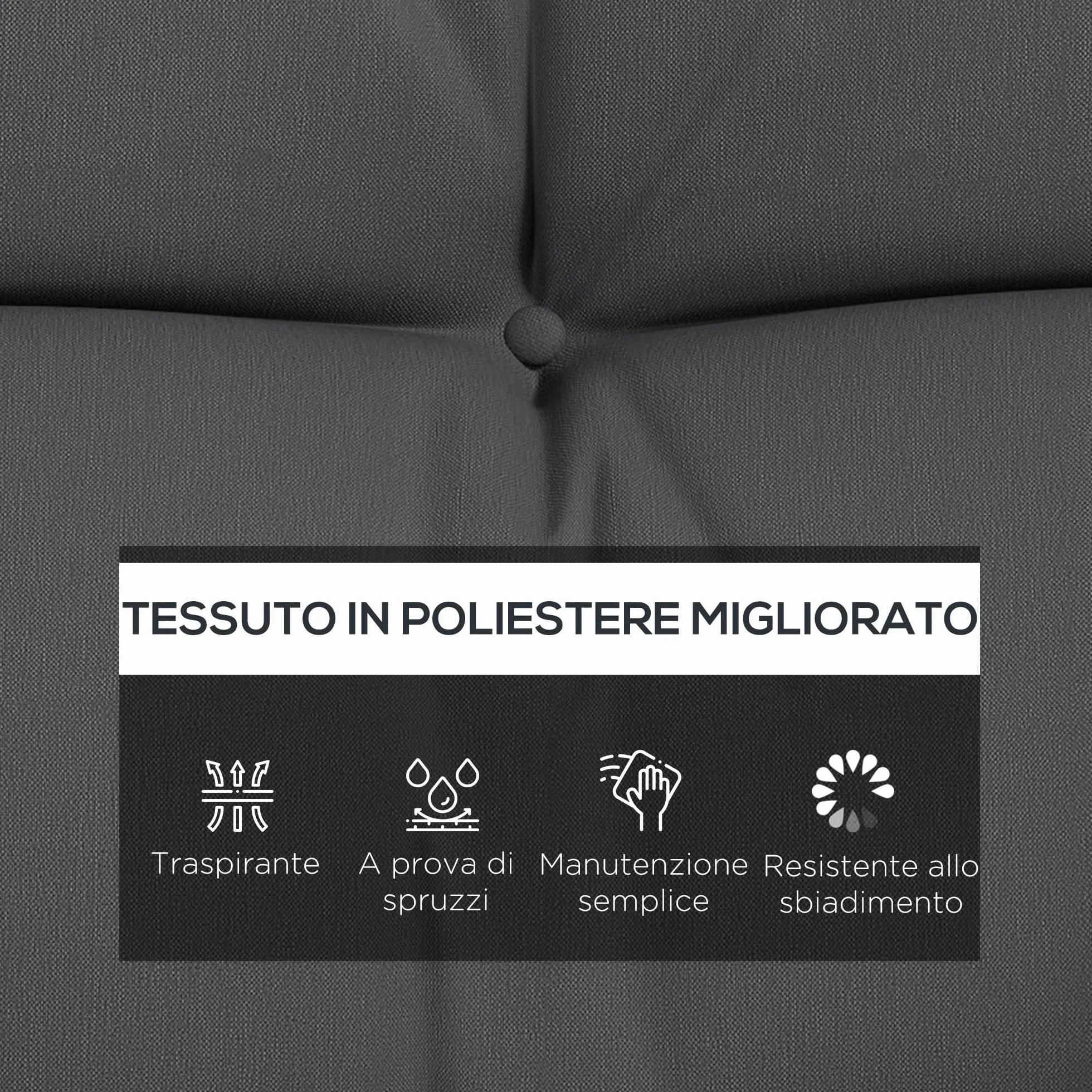Outsunny Cuscini da Giardino Set 4 Pezzi per Schienale e Seduta con Imbottitura Spessa, Cuscini da Esterno in Poliestere, Senza Altalena, Grigio Carbone