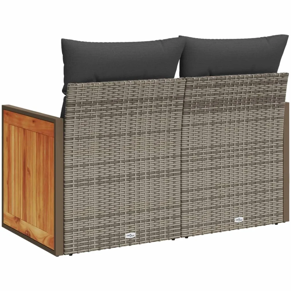 IKAYAA Divanetto da Esterno 2 Posti con Contenitore Divano da Giardino Salotto da Giardino in Polyrattan con Cuscini per Seduta e Schienale-Grigio-con Contenitore