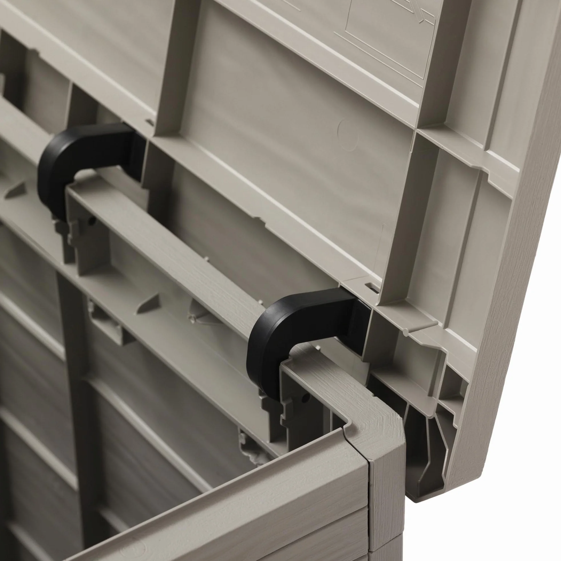 Toomax Multibox Woody's 160L portattrezzi 77,5x44,5x52,7h effetto legno grigio tortora plastica resistente UV foro lucchetto esterni
