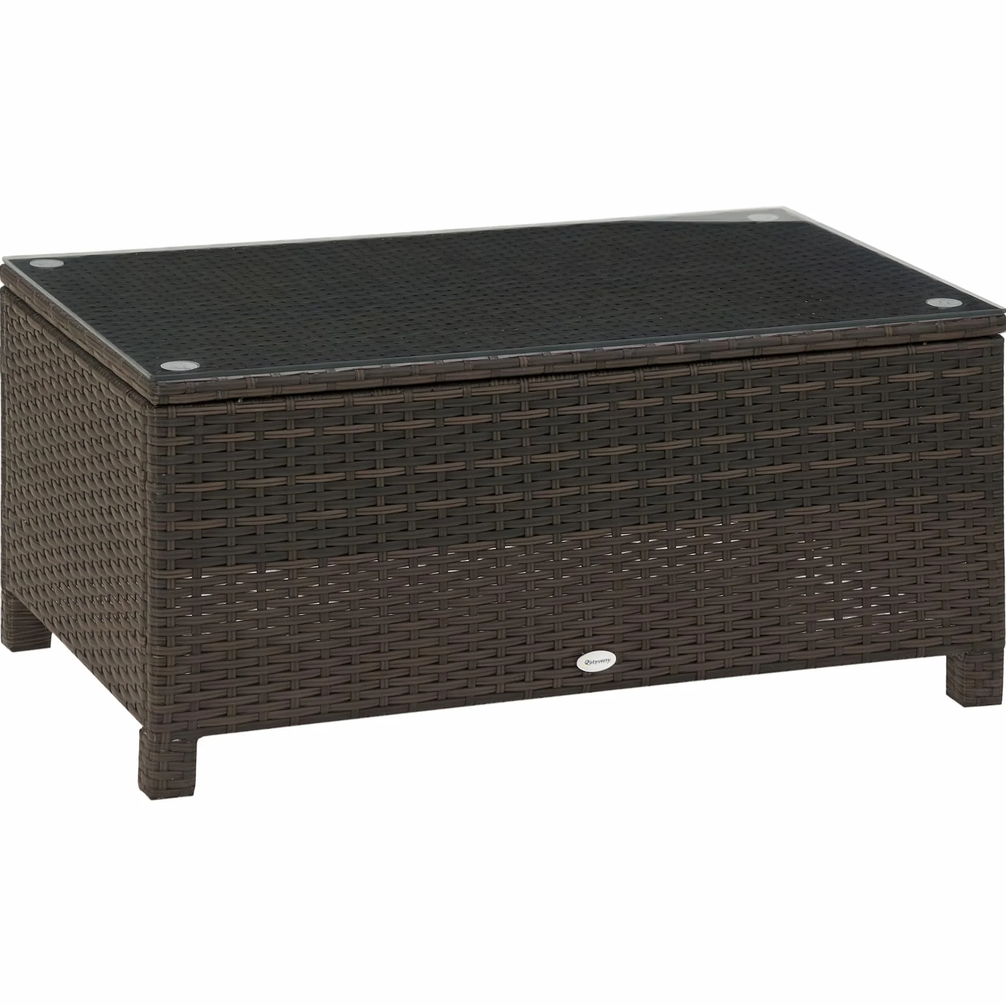 Outsunny Tavolino da Giardino in Vetro Temperato Rettangolare 85 x 50 x 39 cm Marrone
