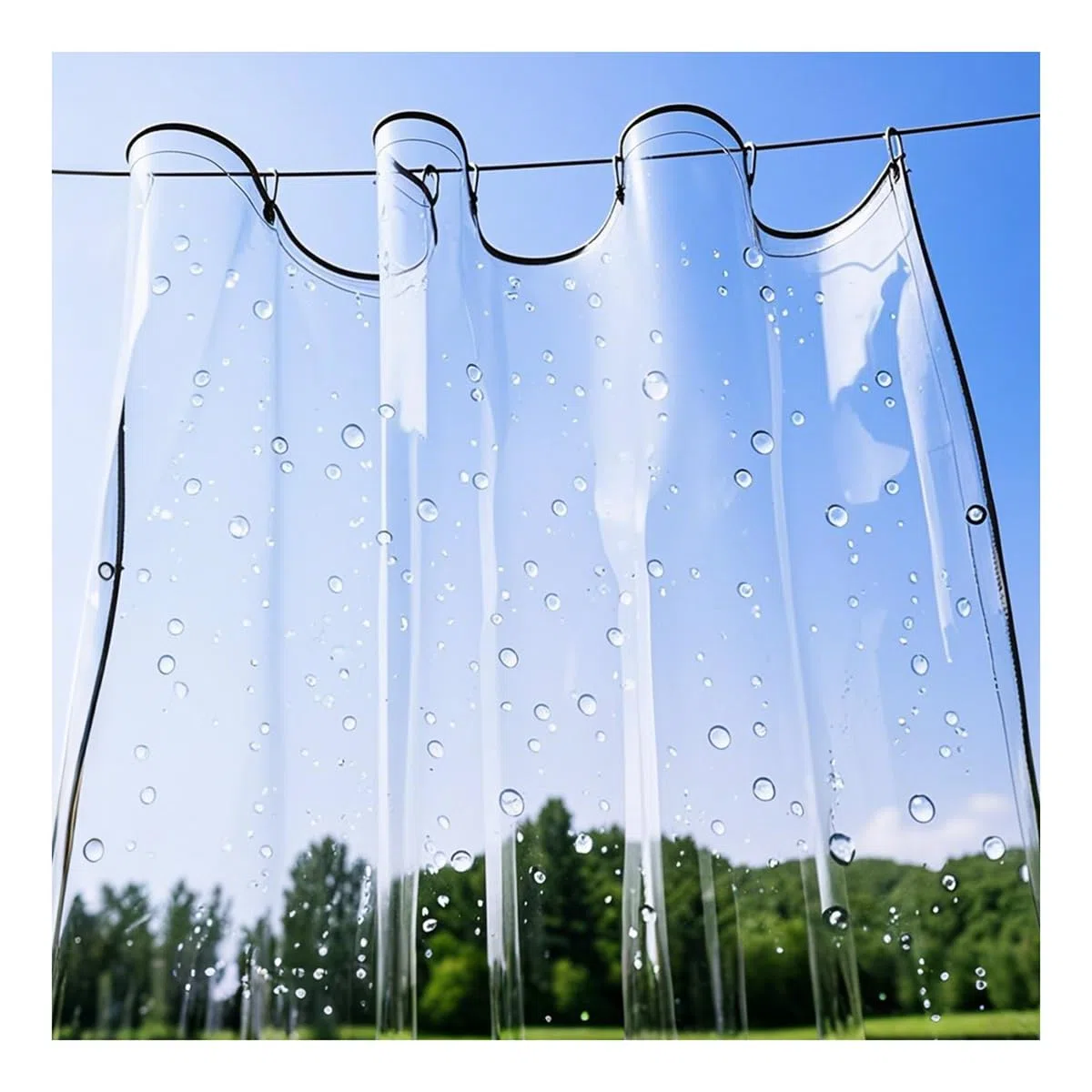 Telone Trasparente Impermeabile con Occhiellato, 0.3mm Antistrappo Antipioggia Telone in PVC, Coprire da Esterno Proteggere per Balcone, Gazebo, Serra, Giardino Mobili, 400g/m²