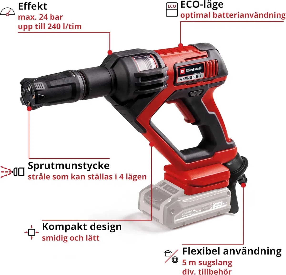 Einhell HYPRESSO 18/24-1 Power X-Change 18V 24bar 240l/h ohne Akku Ladegerät 2024