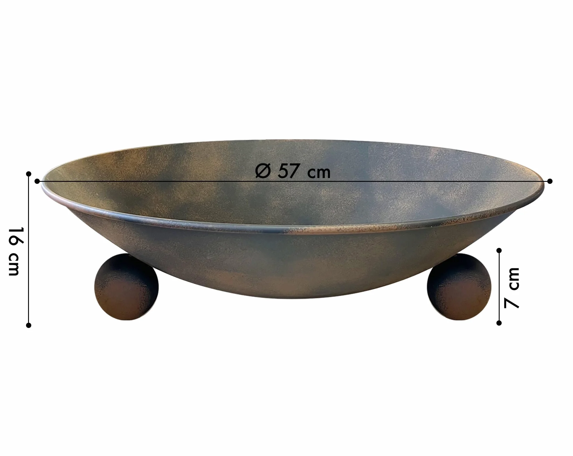 IlGruppone Braciere da Giardino Ø57 Cm Cesto da Fuoco Design Moderno Colore Ruggine con Fori Drenaggio