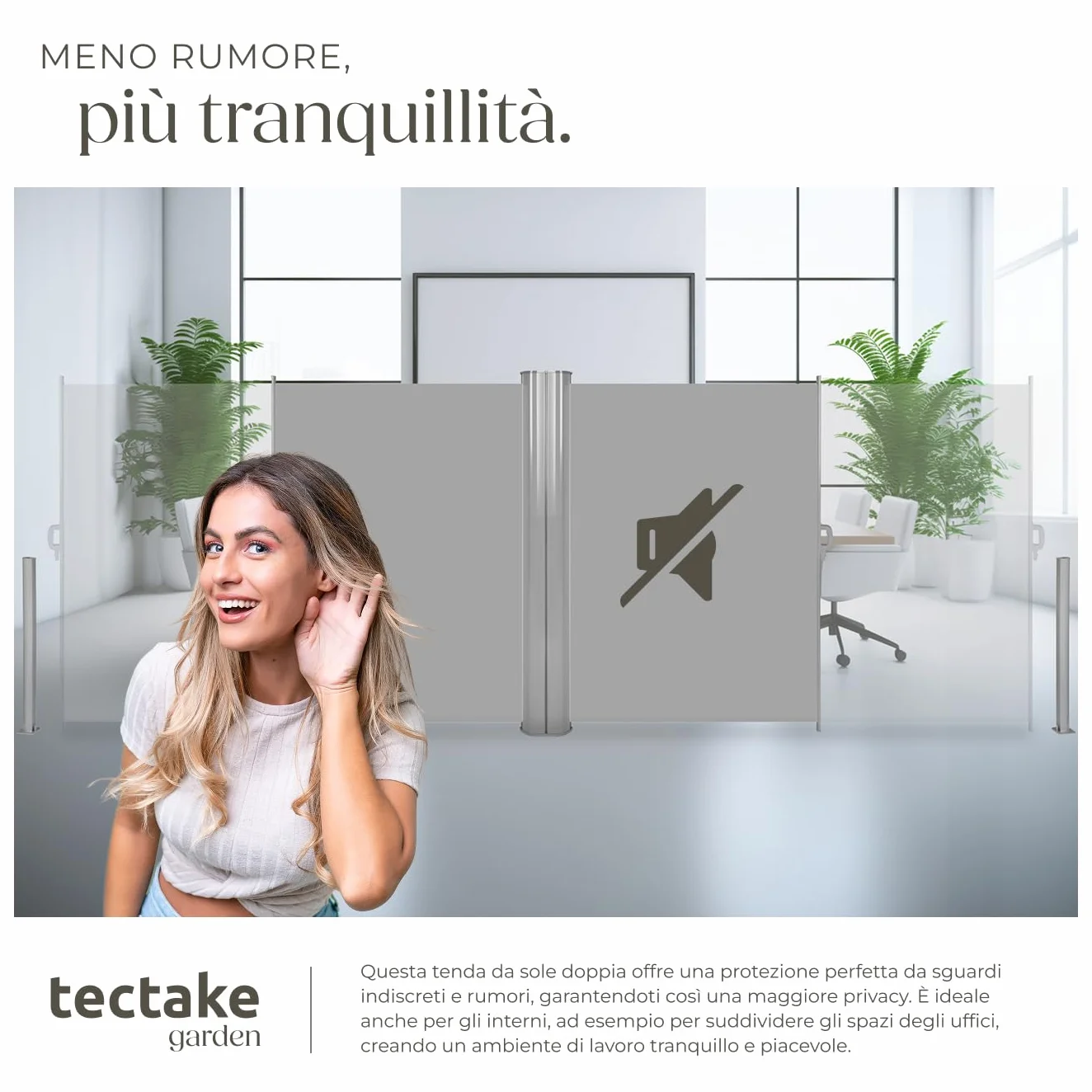 Tectake Tenda Frangivento Doppia Estensibile Cassettone Alluminio 160x600 cm Grigio