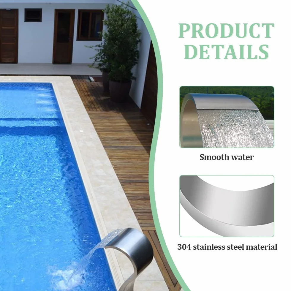 Fontana Per Piscina Giardino Decorazione Cascata Rilassante In Acciaio Inossidabile Per Interni Ed Esterni, Giardino, Rocciosi E Laghetti, Altezza 40cm x 20cm