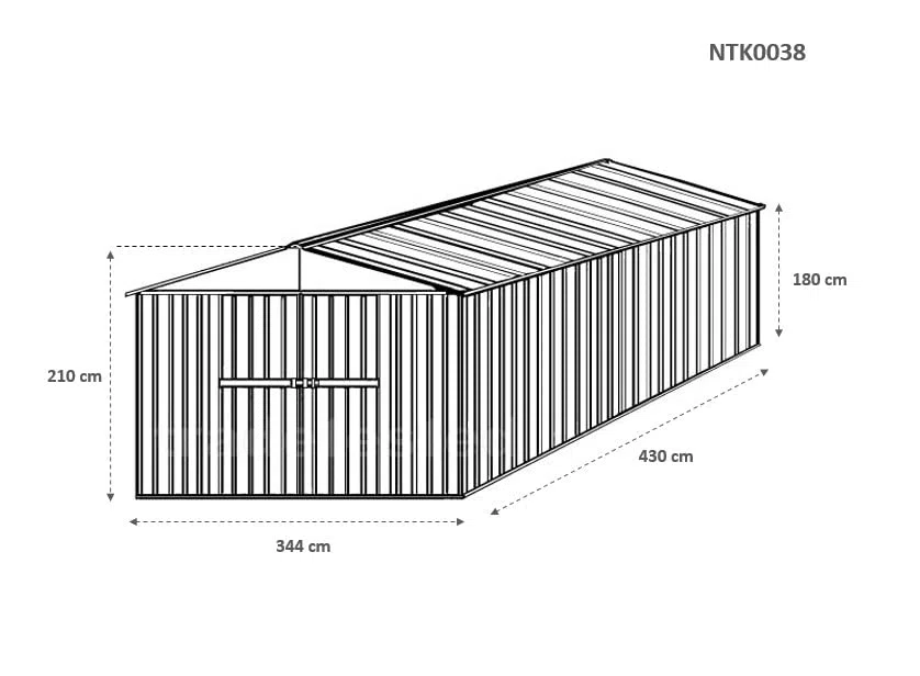 Box in Acciaio Zincato Casetta da Giardino in Lamiera 3.60 x 4.30 m x h2.10 m - 185 KG - 15 metri quadri (Verde)