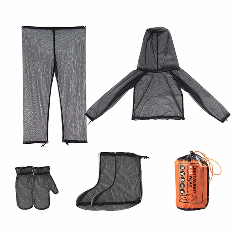 DONGKER Tuta Anti-zanzare per Pesca, 4 Pezzi Ultra-fine di Tuta Anti Mosquito Net Repellente Abbigliamento Traspirante, per Pesca Escursionismo Campeggio Agricoltura