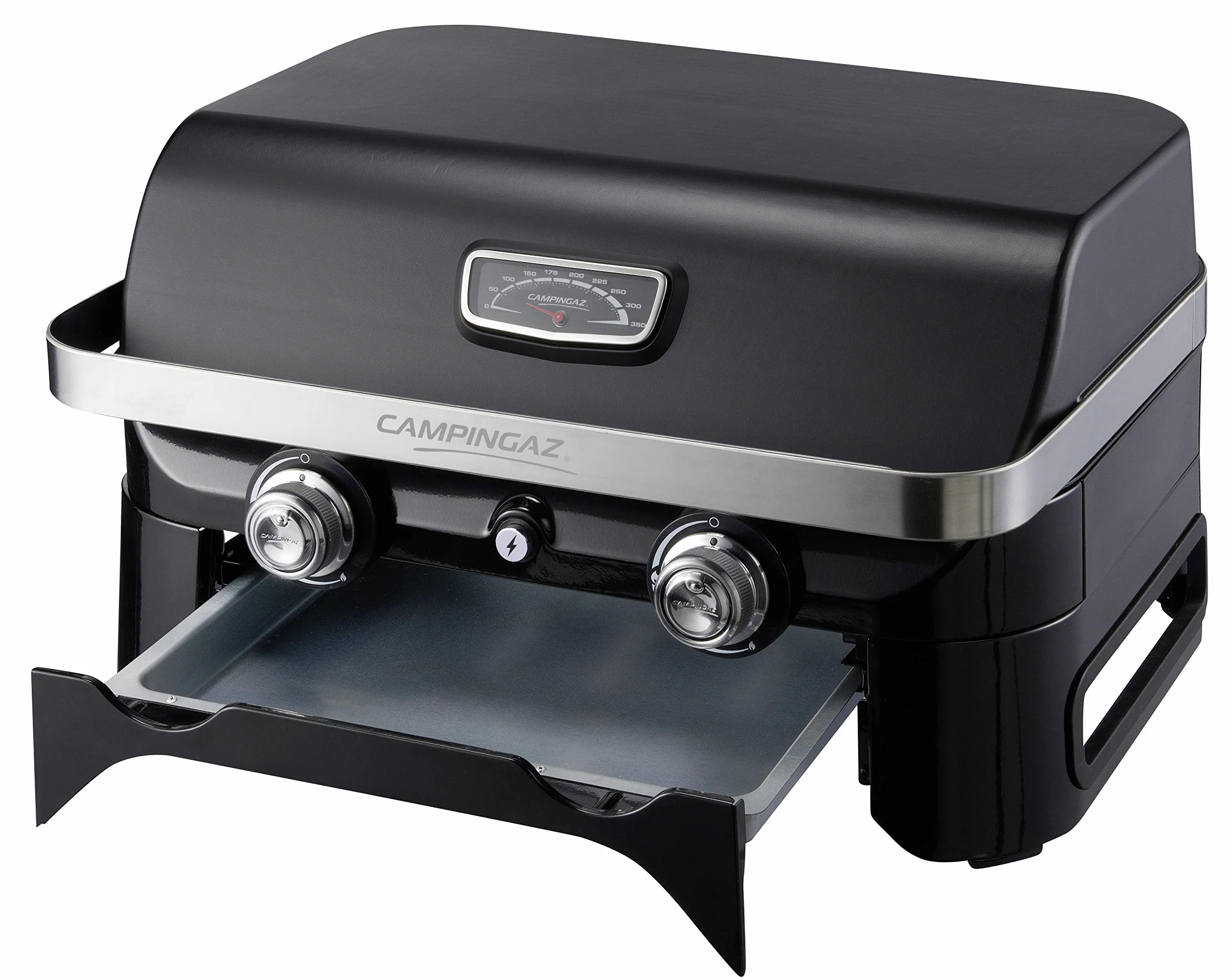 Campingaz Attitude 2100 LX griglia a gas portatile 2 bruciatori acciaio 5 kW campeggio termometro plancha ghisa