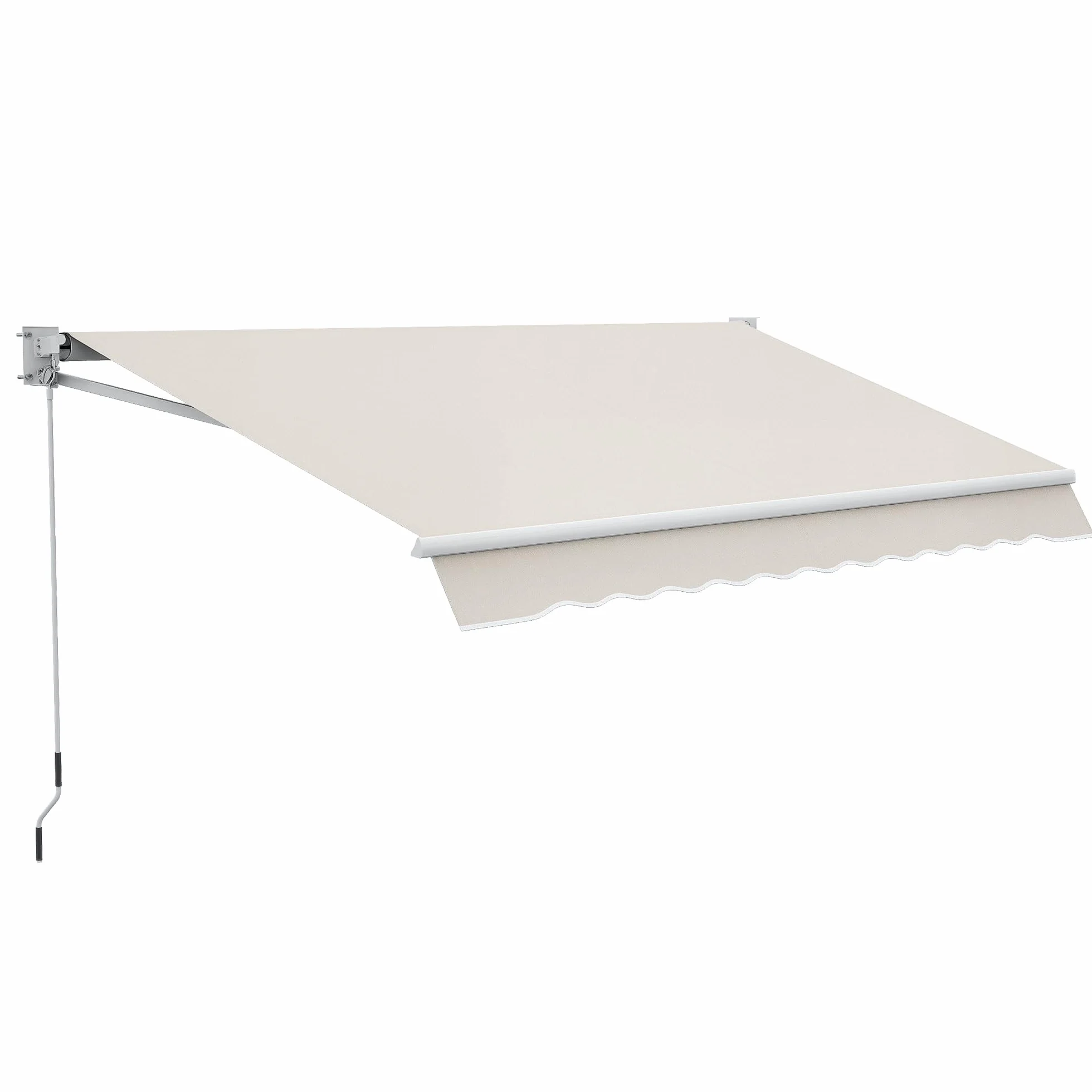 Outsunny Tenda da Sole 2x2.5 m a Bracci Manuali in Alluminio e Poliestere per Esterni, Bianco Crema